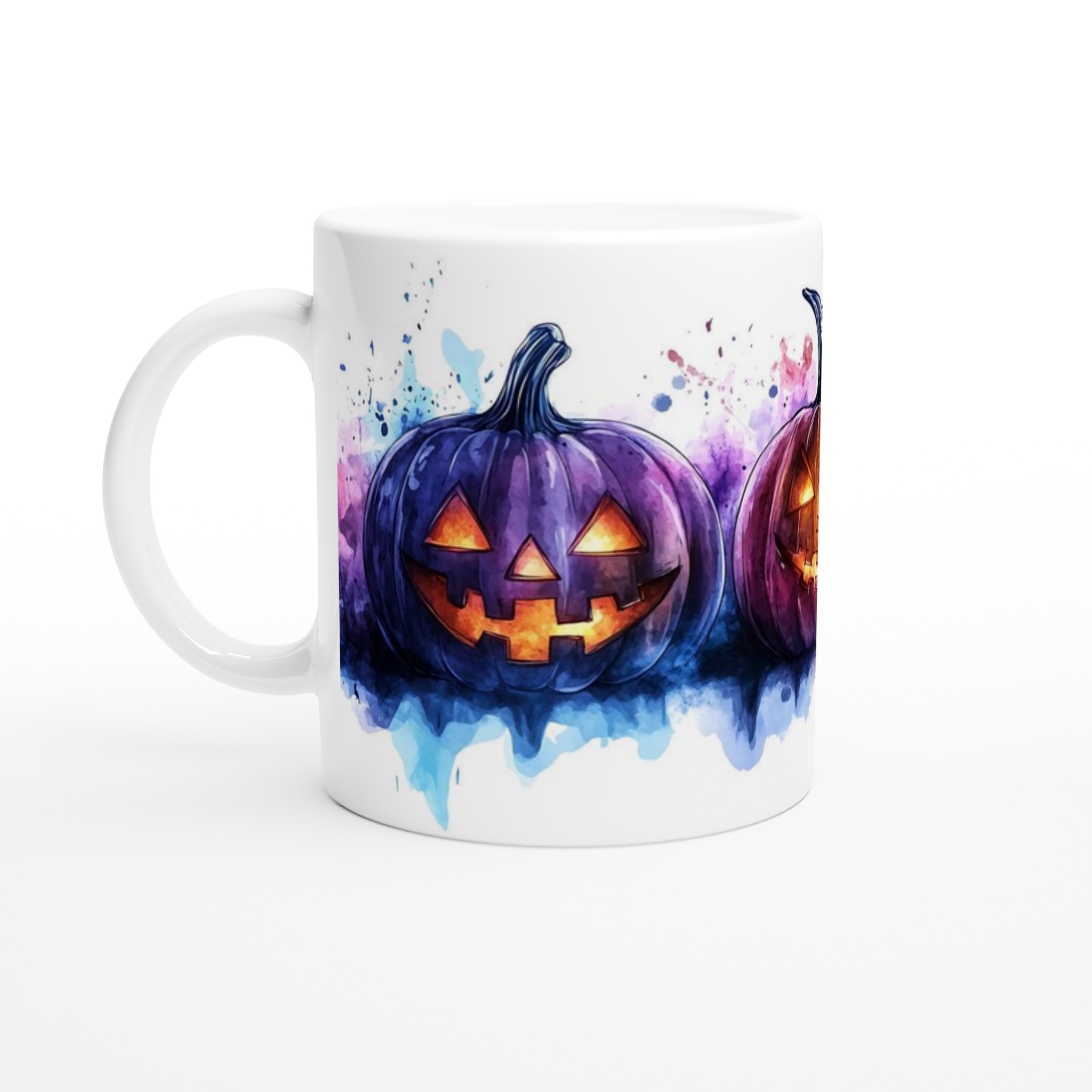 Färgglada Halloween Pumpamugg - Akvarell Jack-o'-Lantern Keramikmugg i ditt val av 7 nyanser 1 457ee4e7-8749-4809-84d3-b4e154313573