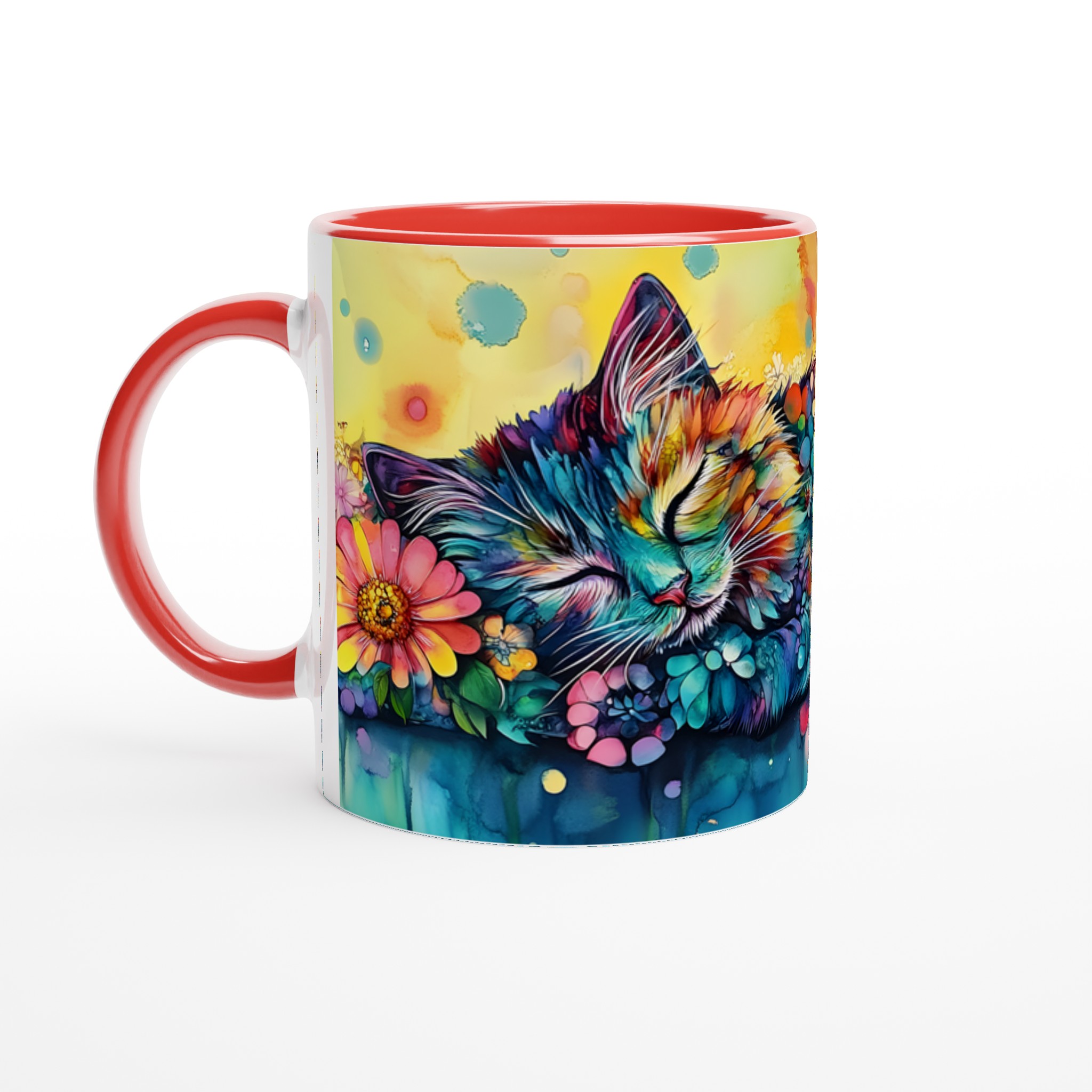 Färgsprakande Drömkatt Keramikmugg – 11oz Konstnärlig Kaffekopp i ditt val av 7 nyanser 5 45d512d0-7e0b-426e-bf2d-8178e05457ed