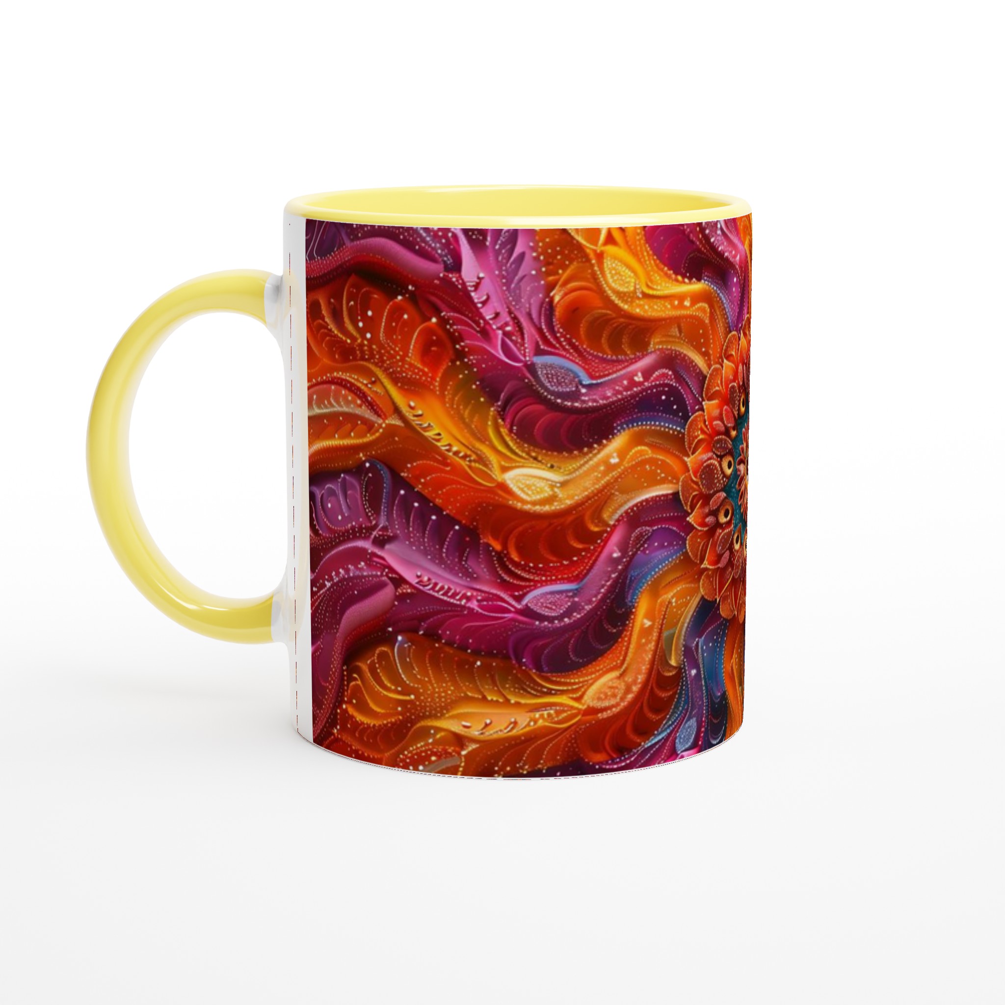 Abstrakt Mandala Keramikmugg - 11oz, Välj Bland Flera Levande Färger 3 460956d4-1354-414b-804a-e6de70d468b4