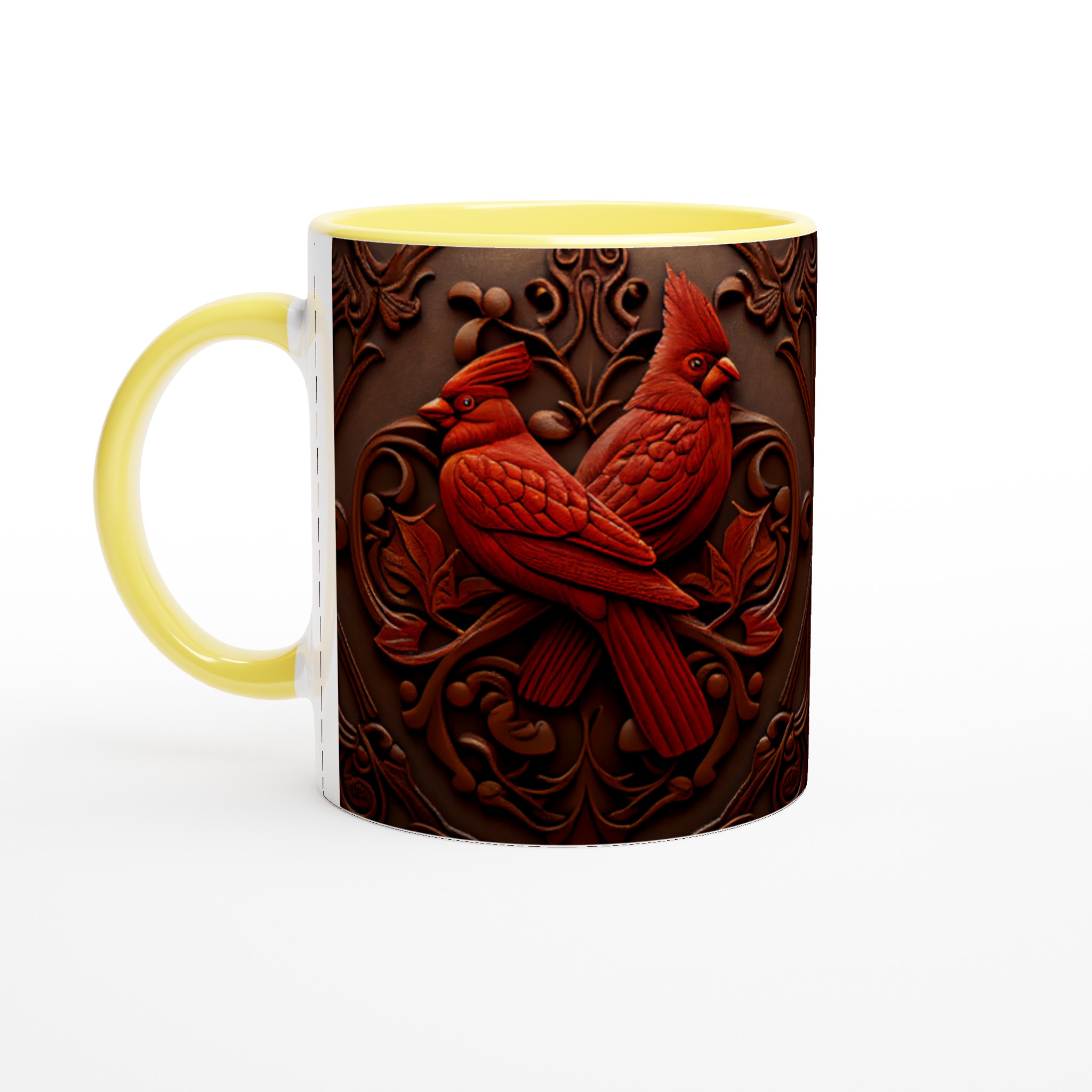 Vit 11oz Keramisk Mugg med Detaljerad Röd Kardinaldesign i Flera Färger 3 460d9b92-2758-4405-9510-c7d1e234988a