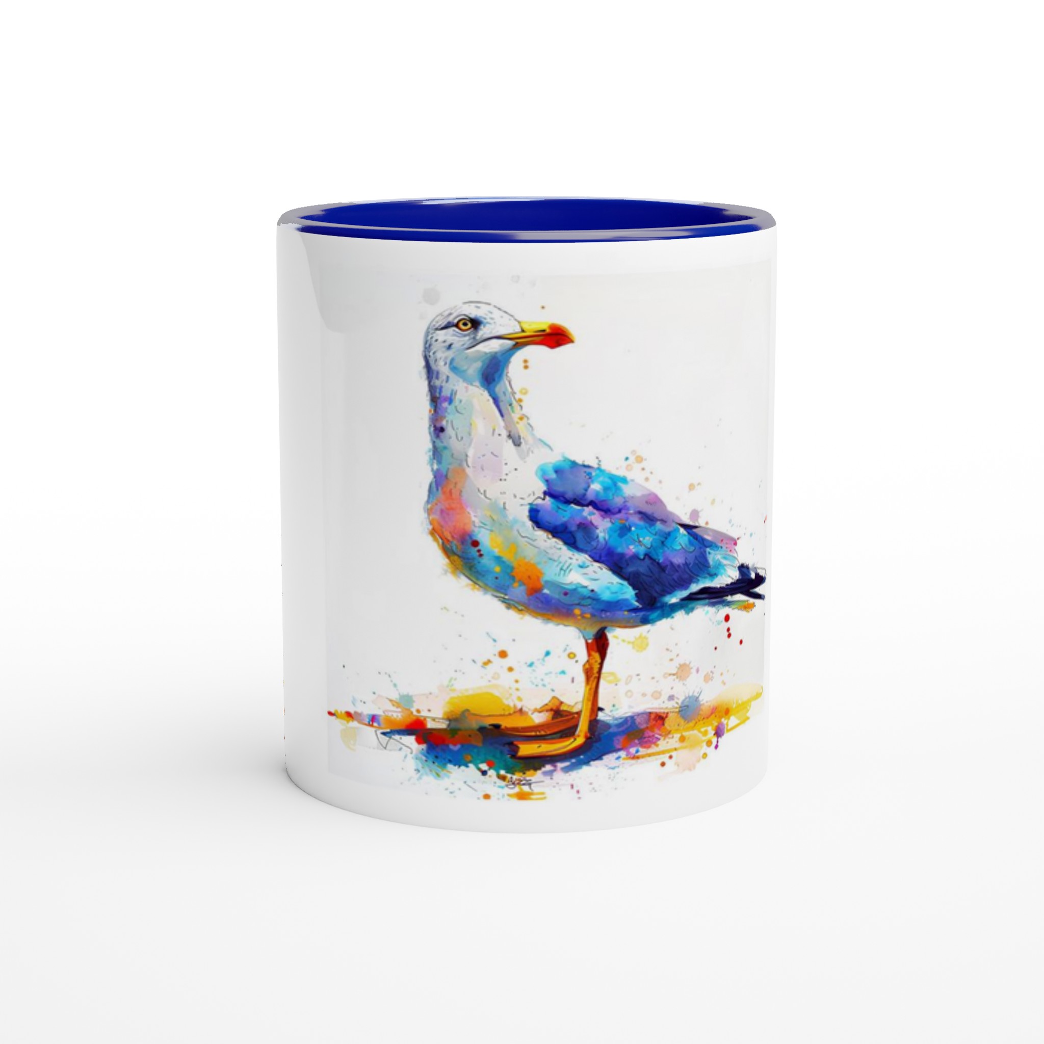 Konstnärlig Keramisk Mugg med Akvarellmås – Färgstark 11oz Kaffekopp med Färgad Insida 5 46371dd7-340b-4982-af9b-1e92143cf071