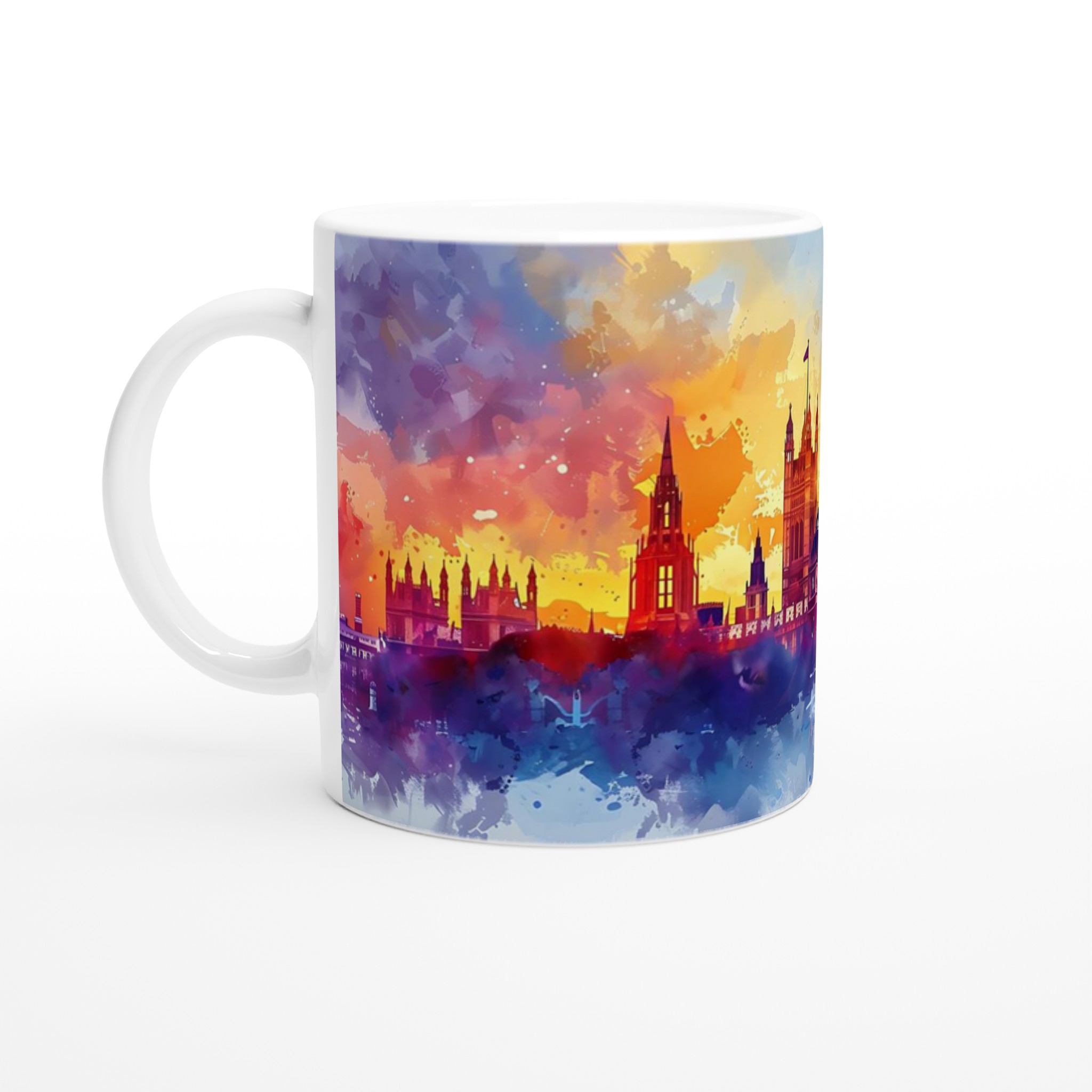 London Watercolor Skyline 11oz Keramisk Mugg - Välj bland flera livfulla färger 1 4647b7d6-b915-4146-8d14-45fe65fc5dfa