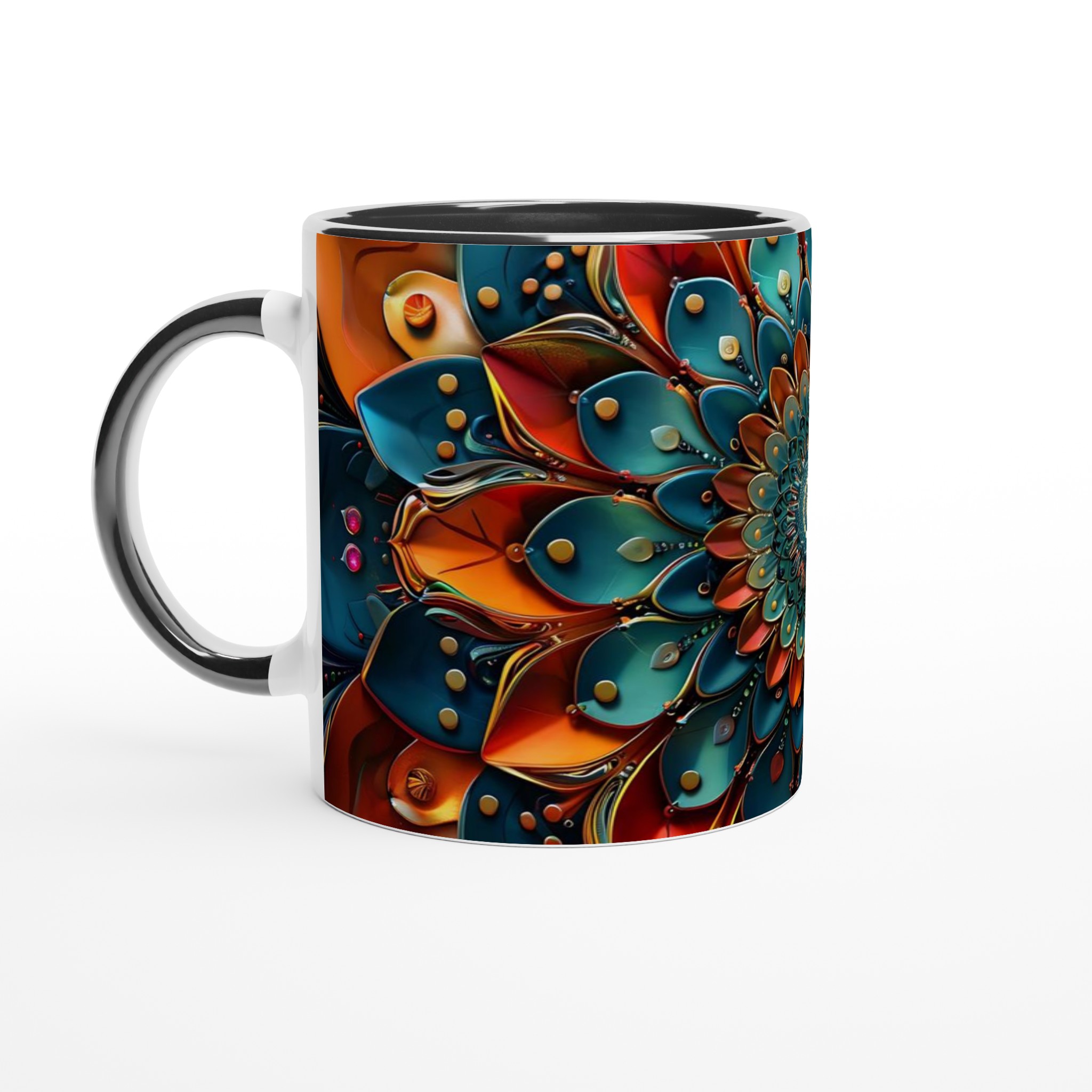 Abstrakt Mandala Konst Mugg – Levande Keramisk Kaffemugg med Djupa Blå & Orange Toner 4 46561334-4ddb-4be8-9283-8c1b530830e6