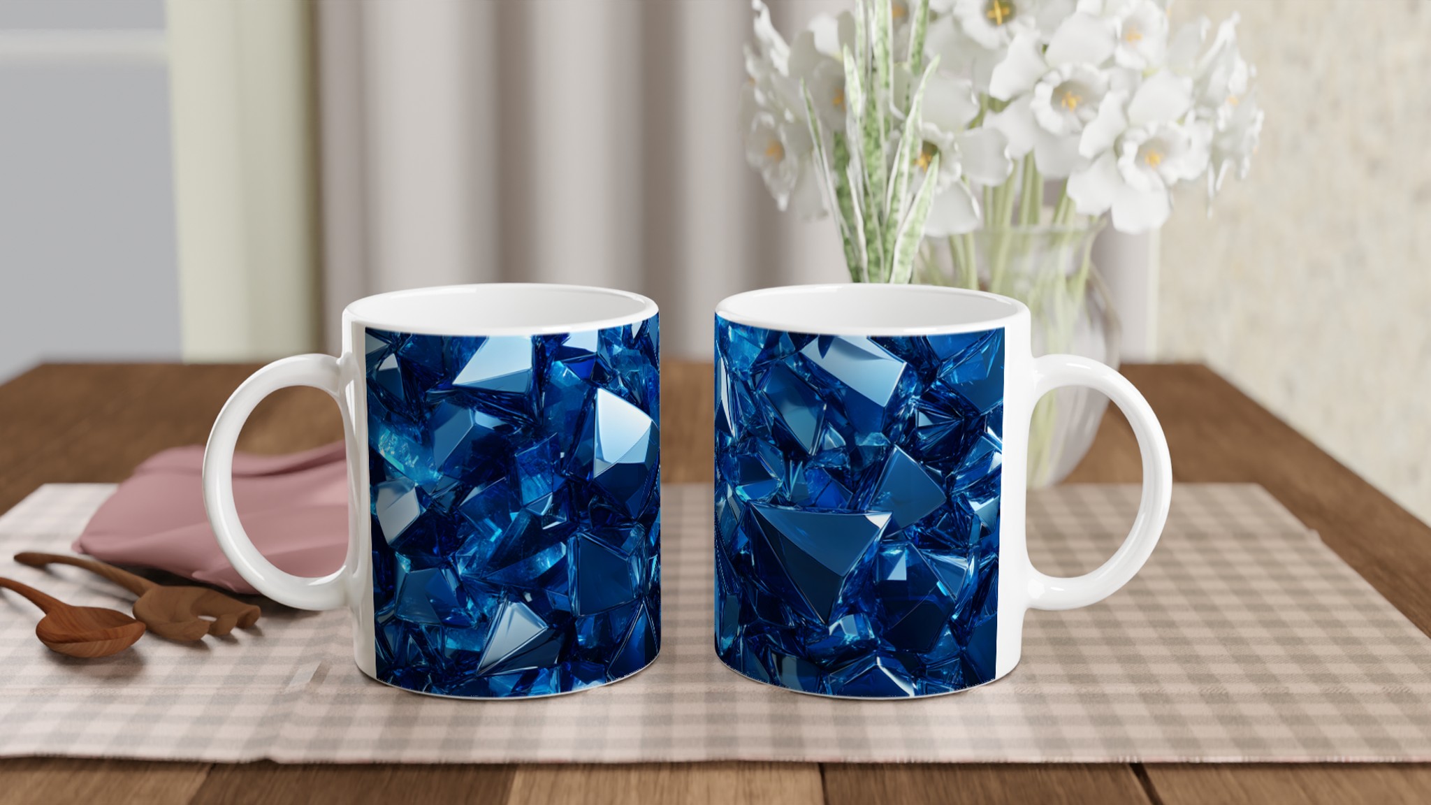 Glänsande Blå Iskristall 11oz Keramisk Mugg – Geometrisk Design för Din Favoritdryck 10 46637cc6-3c71-4415-b117-fb4a2bbd7d91