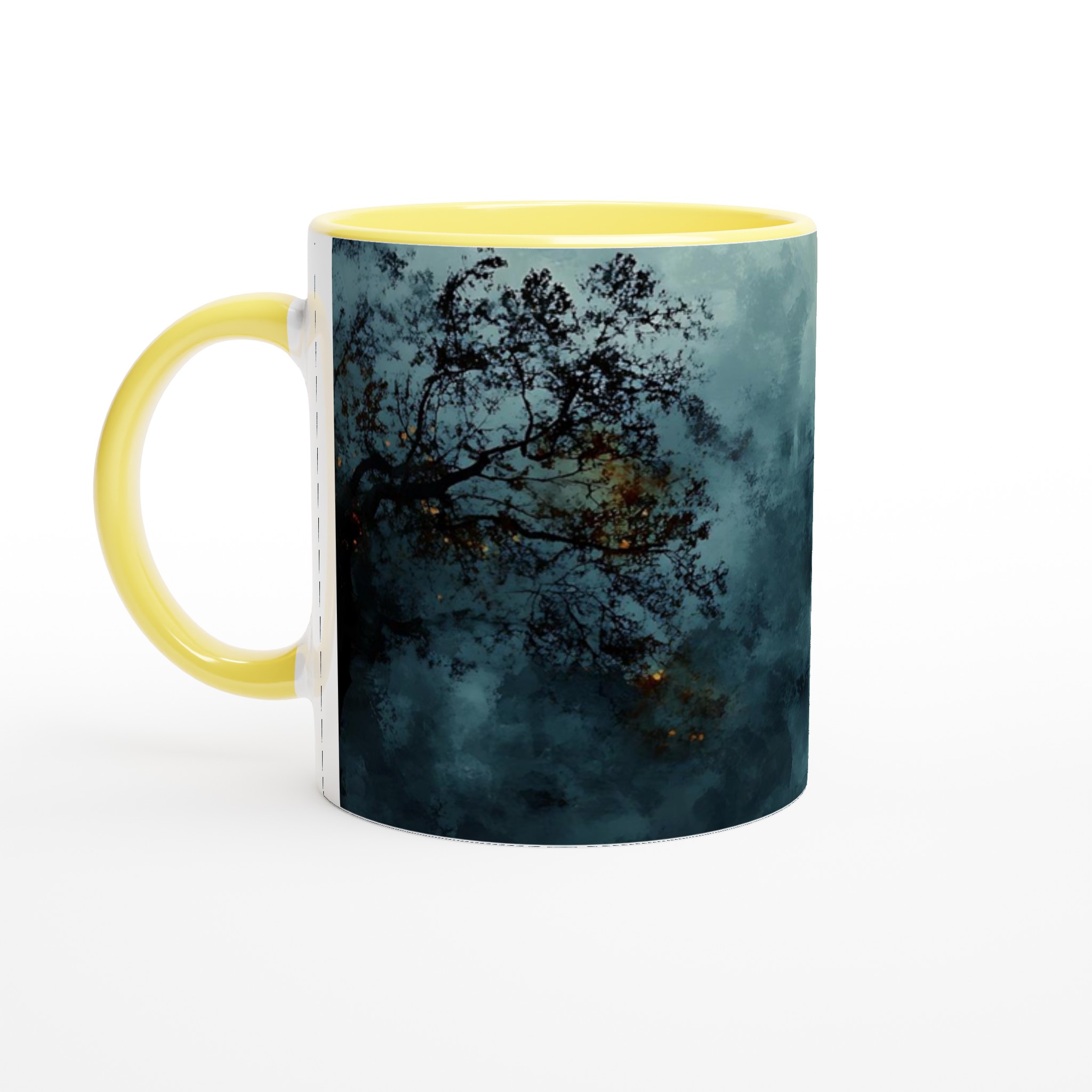 Mystisk Gryning 11oz Keramisk Mugg - Drömsk Stadsmiljö i Dimmiga Blåtoner 3 46729a74-2f34-4ecb-ae22-de8ed2ede887