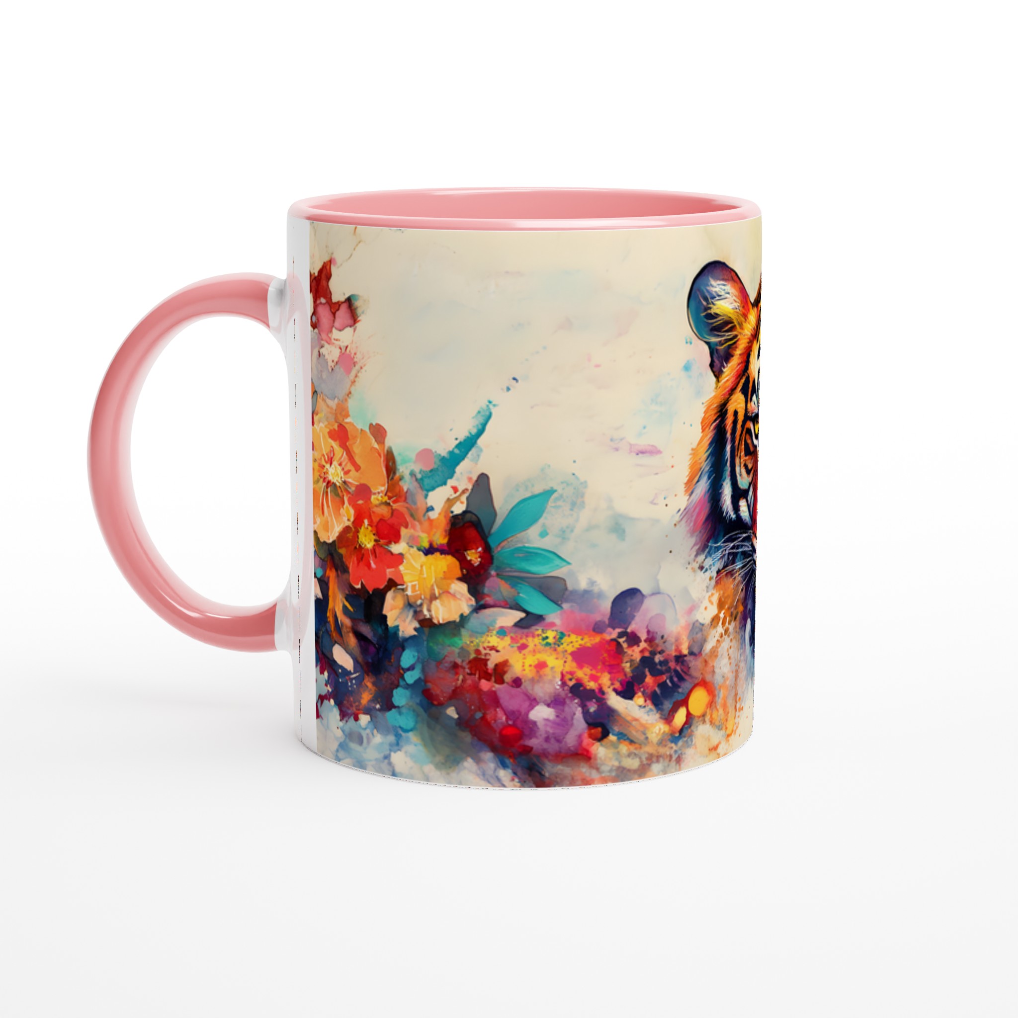 Mångfärgad Akvarell Tiger Keramikmugg - 11oz Konstnärlig Kaffemugg i Ditt Val av Färg 6 468dd142-062a-48ec-9a2a-18d08adb085b