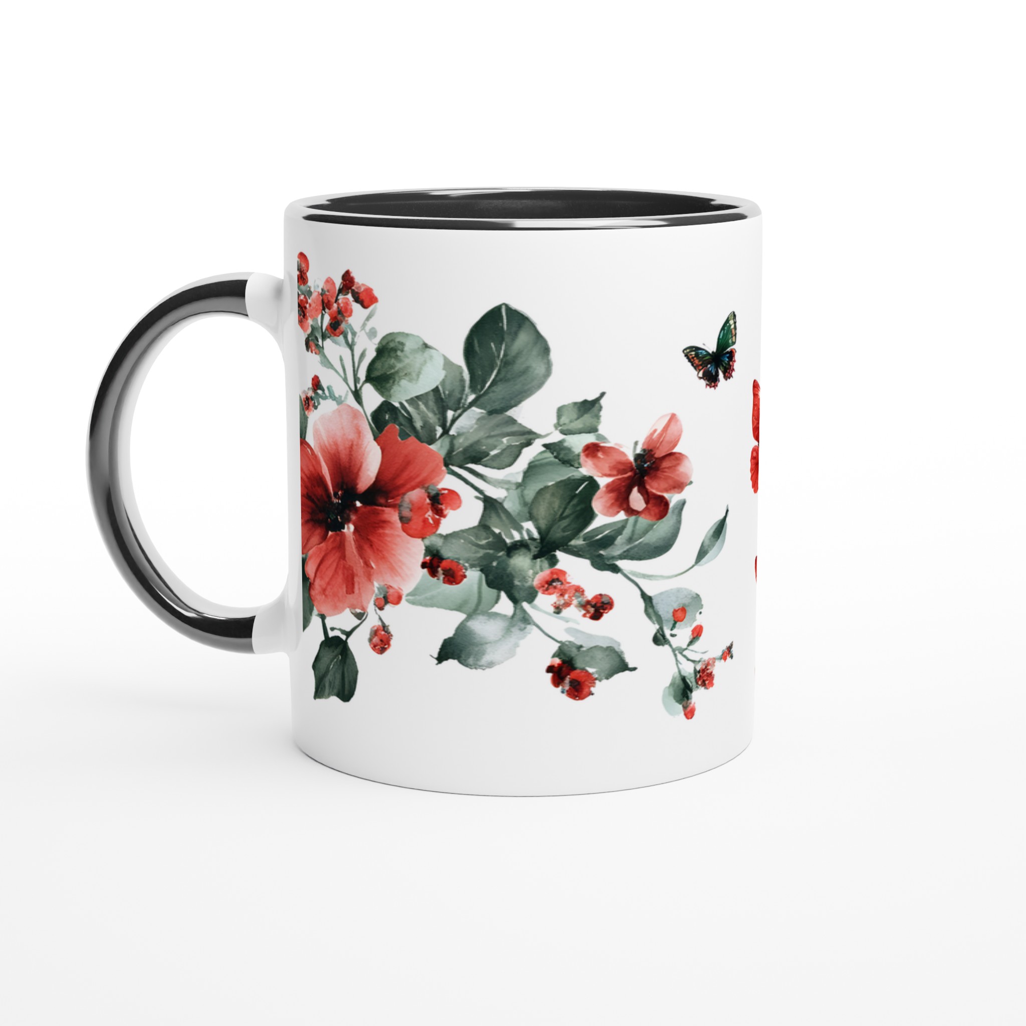 Fjäril och blomsterakvarell 11oz Keramisk Mugg – Välj bland 7 Livfulla Färger 4 46d5d14e-1264-4932-ab9f-1184c59825f4