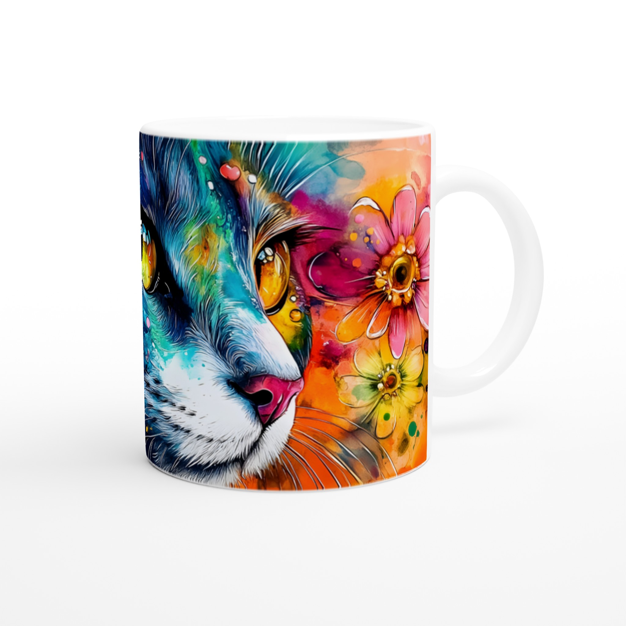 Konstfull Kattmugg: Levande Akvarell & Blommor – 11oz Keramisk Kaffemugg i Valfri Färg 9 46da297d-37ef-4e00-a56a-633f8bf11818