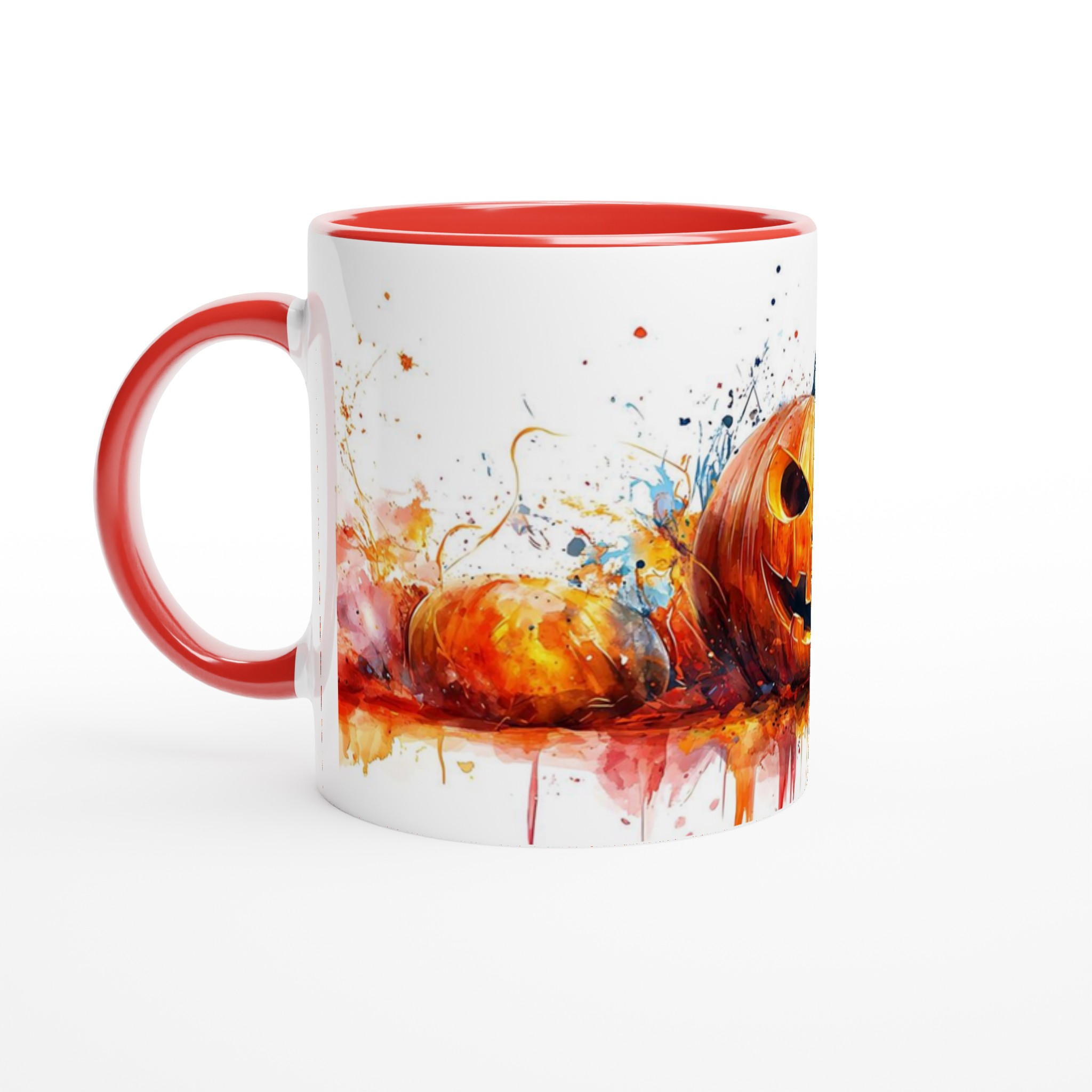 Spöklik Akvarell Halloween Mugg - Skrämmande Pumpa Design i Livfulla Färger, 11oz Keramik 5 4702c290-f065-4502-9f5c-239faeba9d15