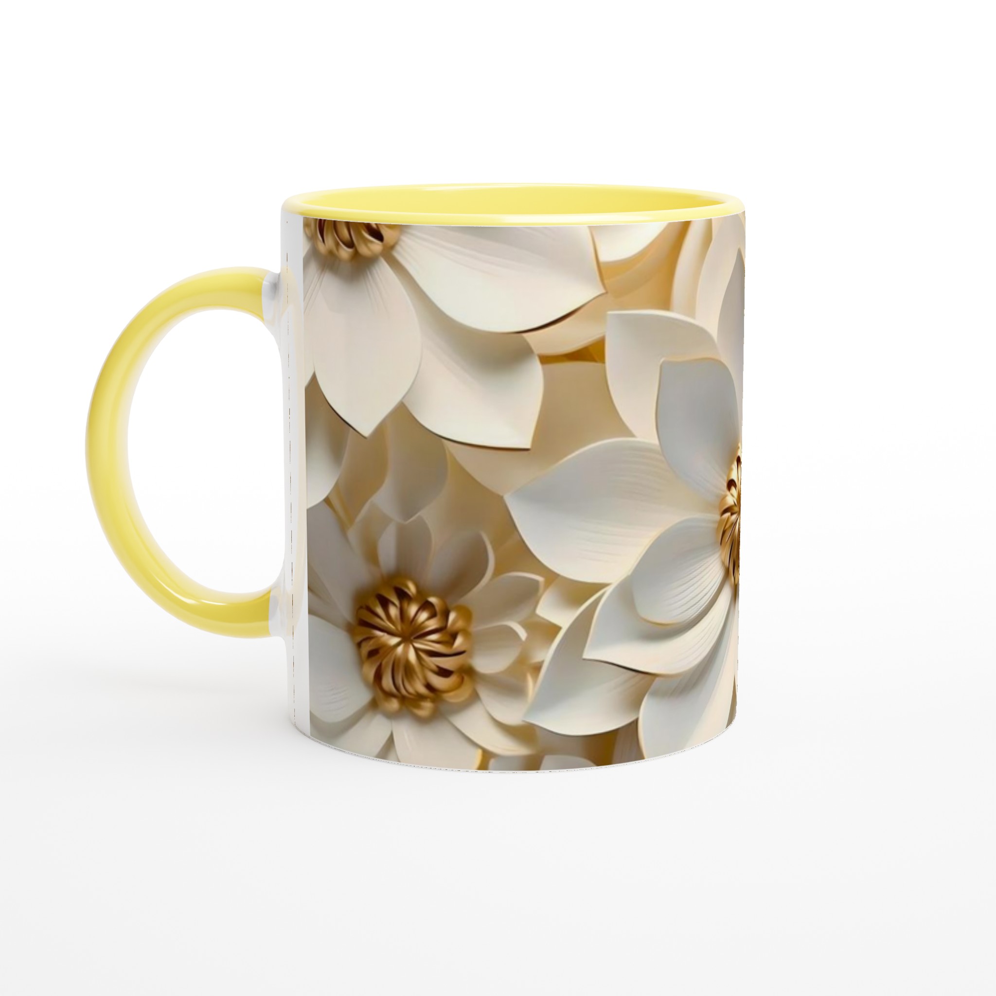 Vit 11oz keramisk mugg med elegant, blomstrande gulddetalj – välj din perfekta färg 3 471b1b91-07aa-4a28-b29e-d2f3f0e1fce0