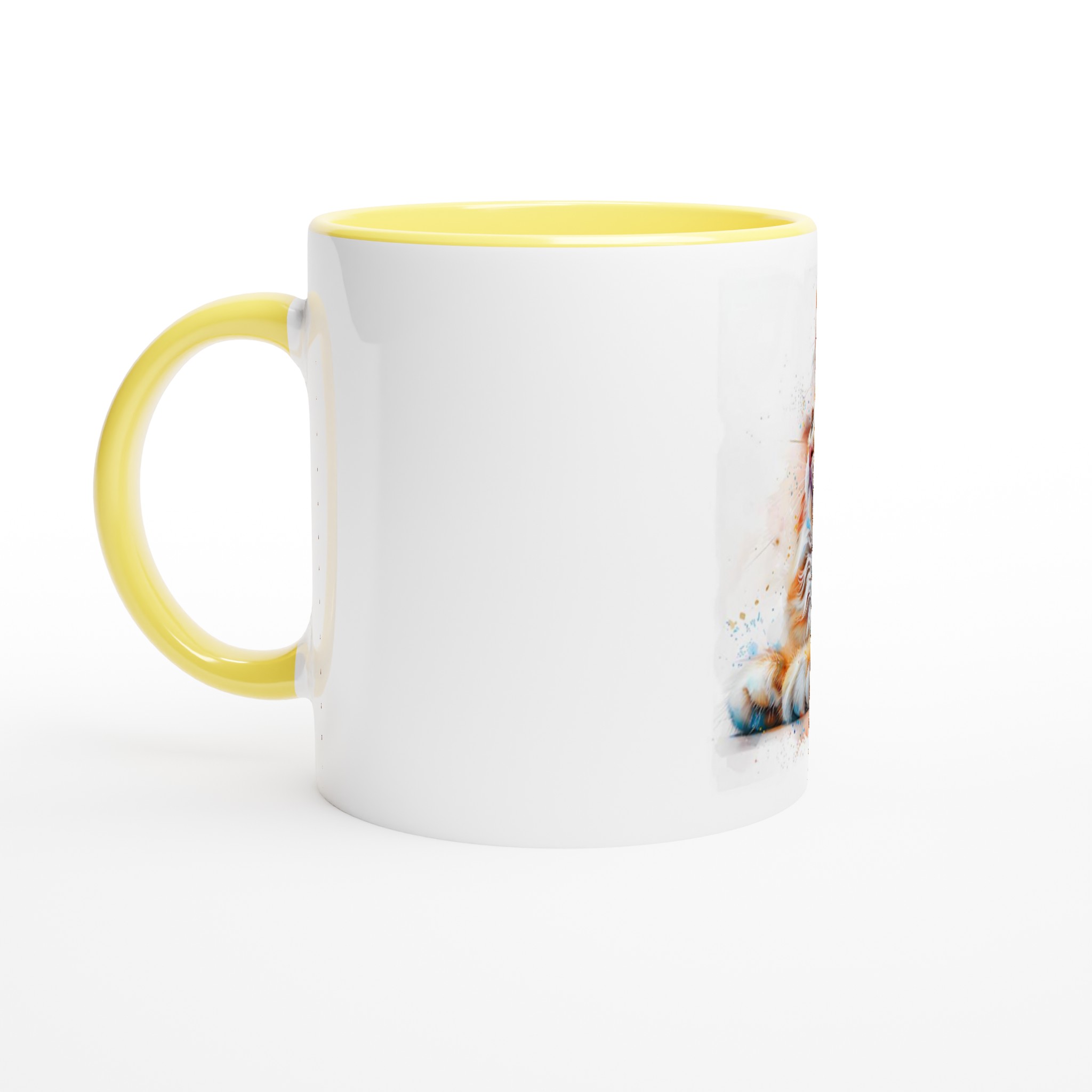 Kattunge i akvarell – 11oz Keramikmugg med färgad insida och handtag 7 4722b65e-6a48-497d-931c-c6fe49816141