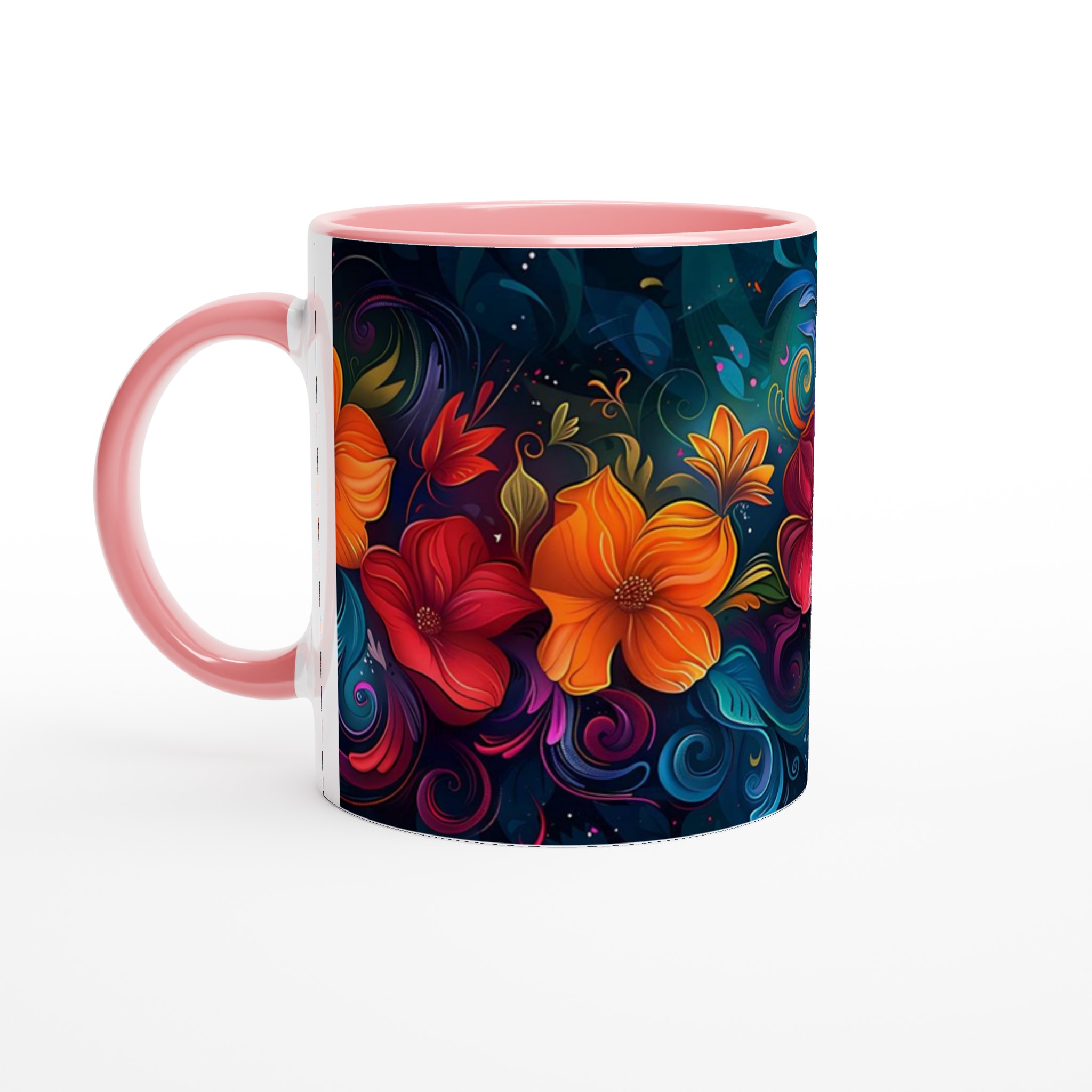 Färgexplosion Blommor Keramikmugg - 11oz, Välj mellan 7 Strålande Färger! 6 474ad92f-e4de-459e-b4de-b20a959d63e9