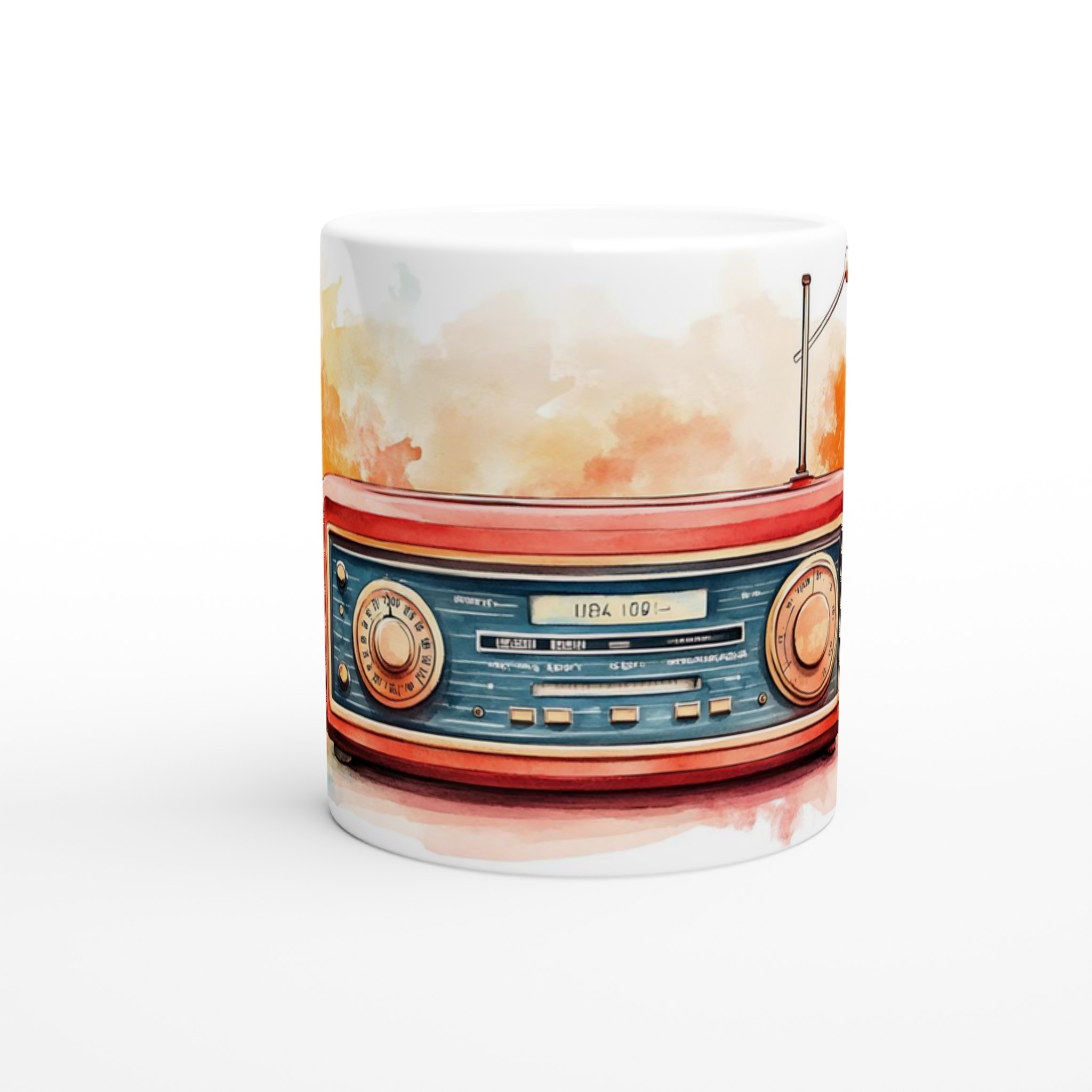 Retro Radiomugg – Inspirerad av Vintage Akvarellkonst i Varma Toner 8 476f1d37-e5bc-4e91-a789-8555866765ed