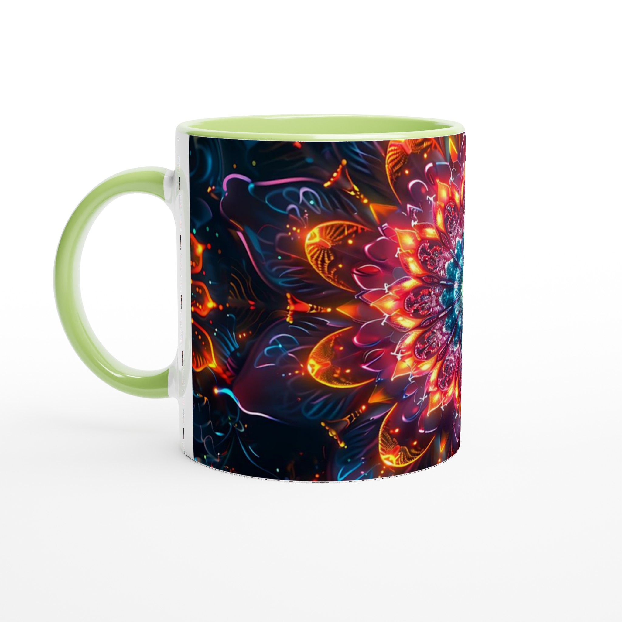 Kosmisk Mandala Mugg – 11oz Keramikmugg i Levande Neonfärg, Perfekt för Den Som Älskar Unik Konst 7 47ad727b-9313-4bf7-a1fd-8673062e4d74