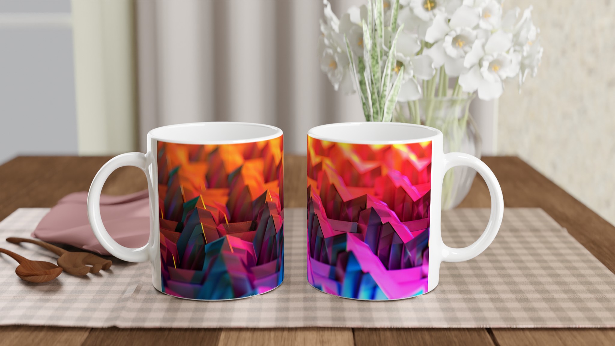 Abstrakt Neonberg Keramisk Mugg – 11 oz Kaffekopp i ditt Val av Sju Livfulla Färger 10 47b57a7d-ef21-418b-84eb-d1807d4a7eb3