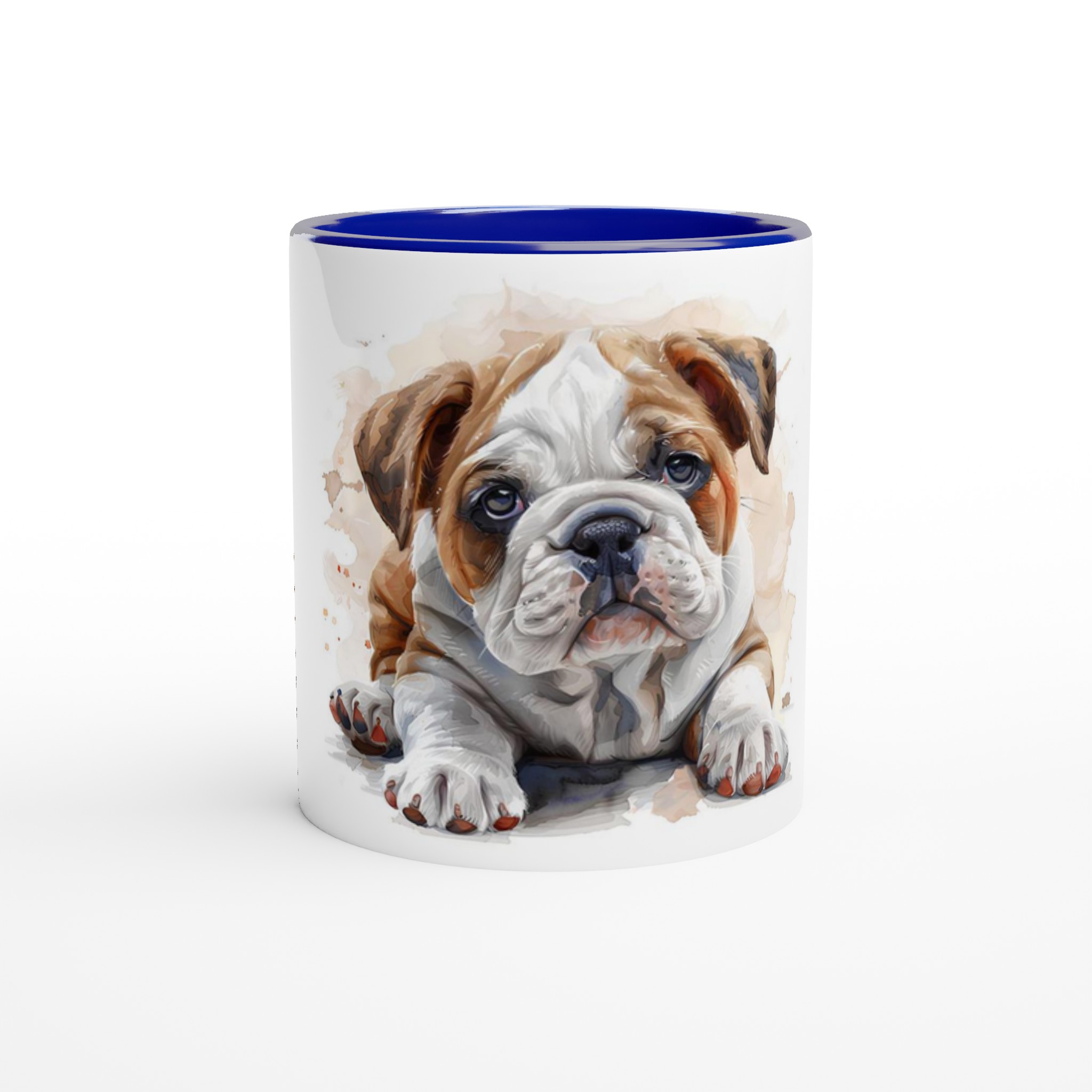 Bedårande Akvarell Bulldog Valp Mugg - Vit Keramisk med Färgad Insida i 6 Nyanser 5 47bbab41-8a4f-4676-938b-6cdb5514f683