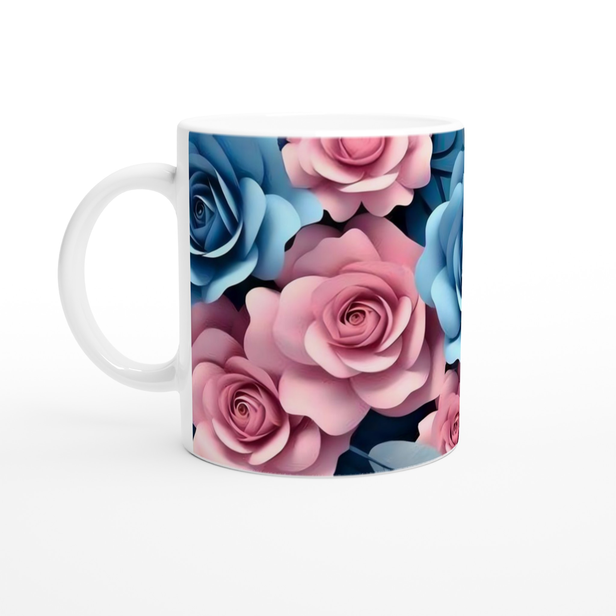Elegant 11oz Keramisk Mugg med Blå och Rosa Rosor – Välj Din Favoritfärg 1 47db2105-a1b2-431a-a1ee-005c6d1acb94