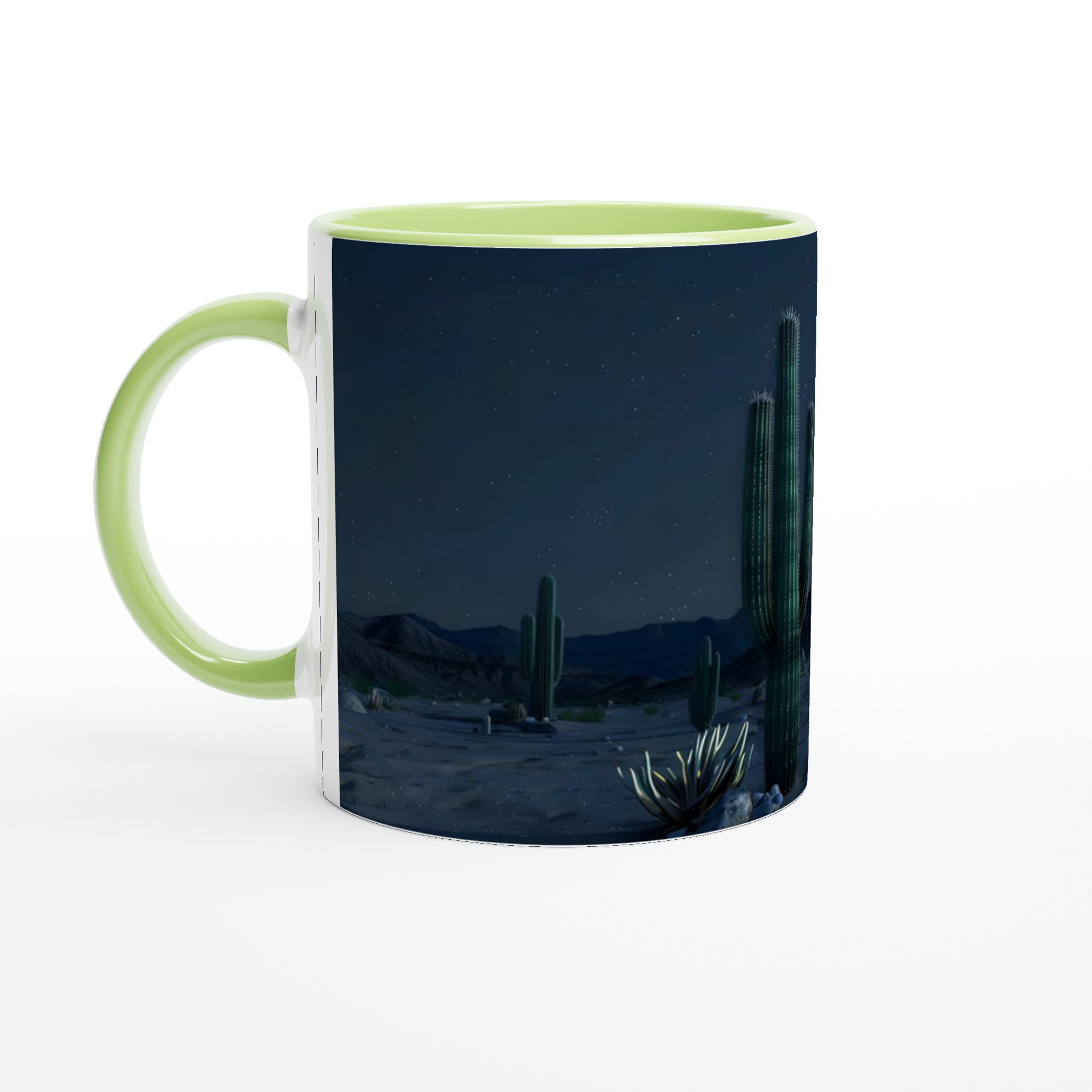 Mystisk Ökenmugg: Kaktus & Stjärnhimmel – 11oz Keramikmugg i ditt val av 7 färger 7 4801302a-05f3-42bb-a9f8-489d62d71285
