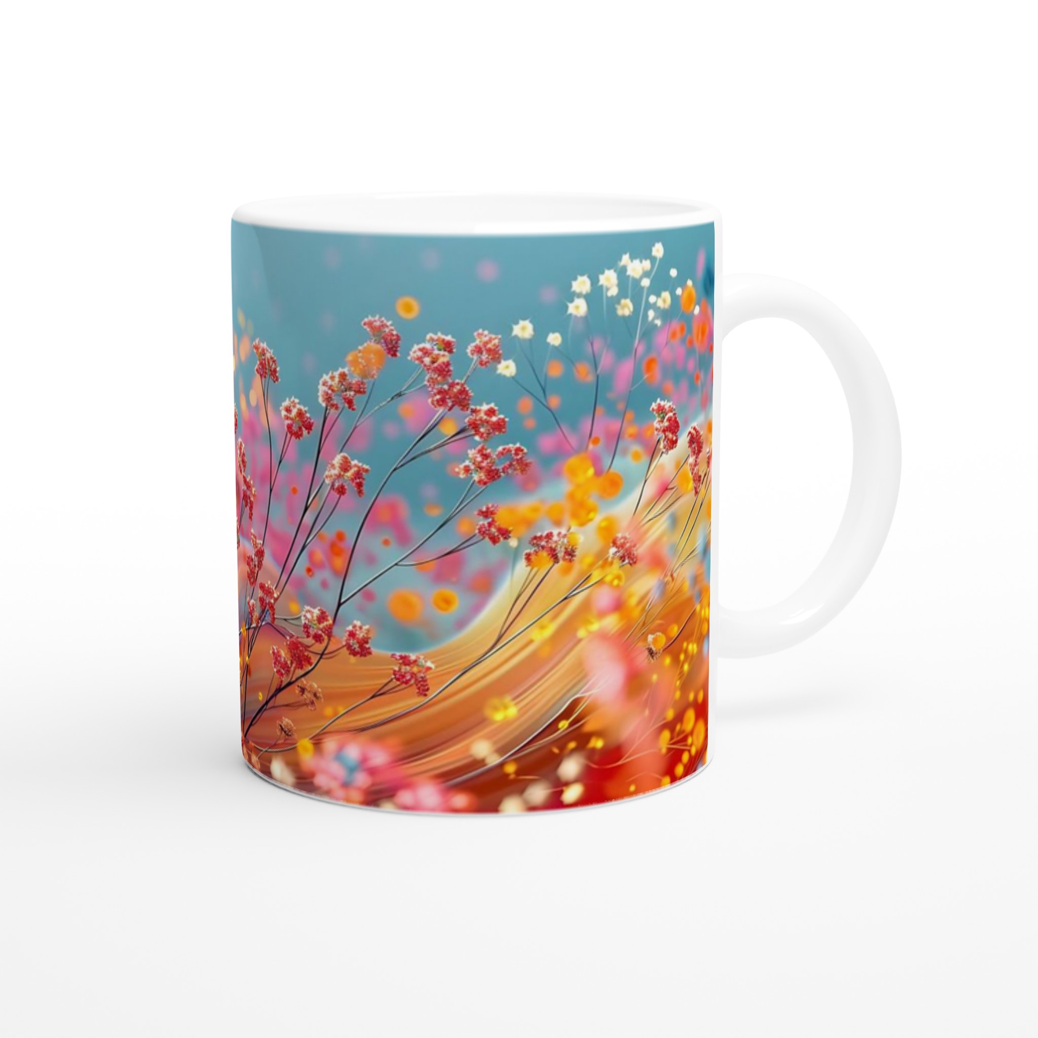 Färgsprakande Blomsterdröm: 11oz Keramikmugg i ditt val av sju livfulla färger 9 480d2c8e-5614-48fa-bc4f-eeedd4353884