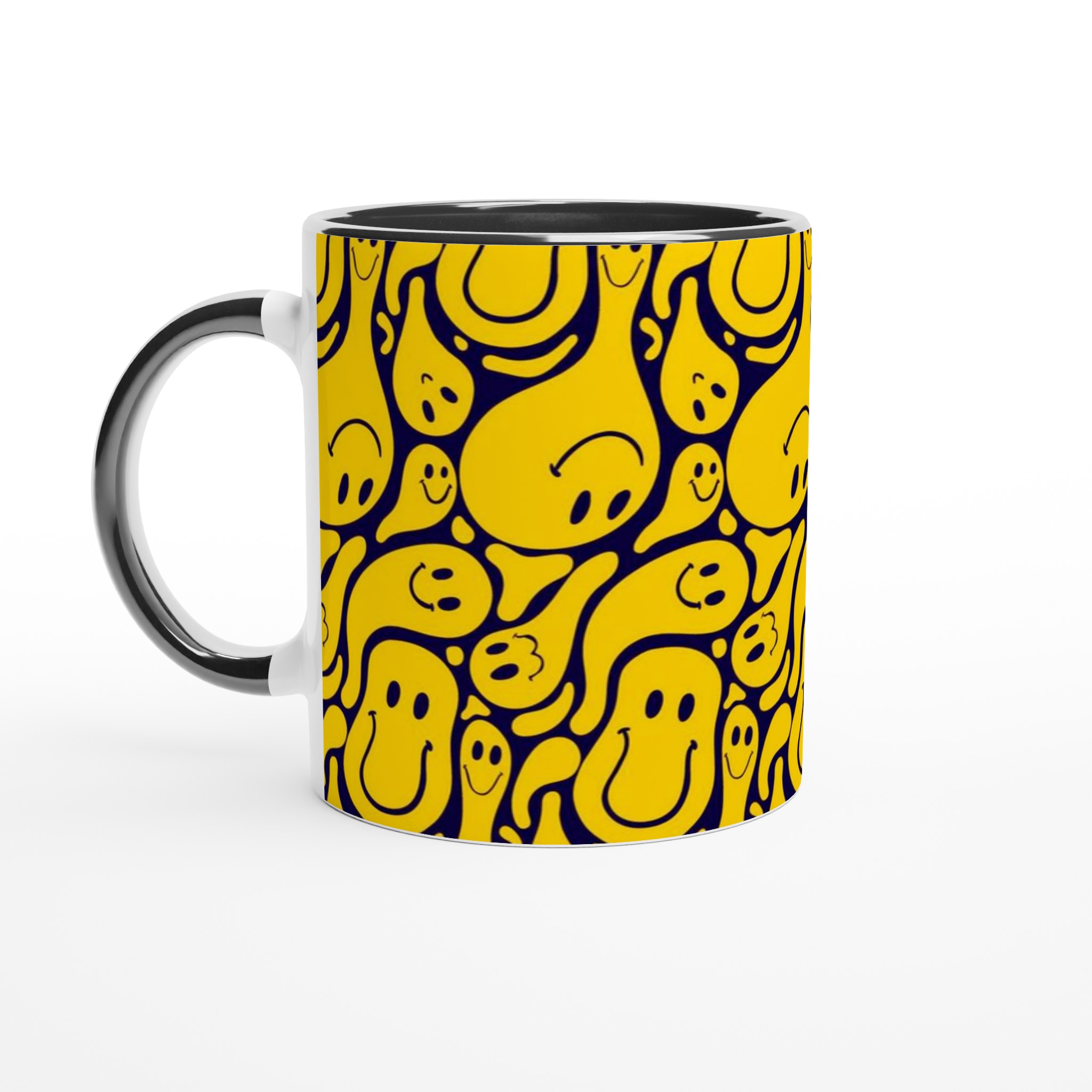 Vit 11oz keramisk mugg med lekfulla gula smileys – välj bland sju livfulla färger 4 482c9815-2c52-4d6c-a261-cc67eb18f448
