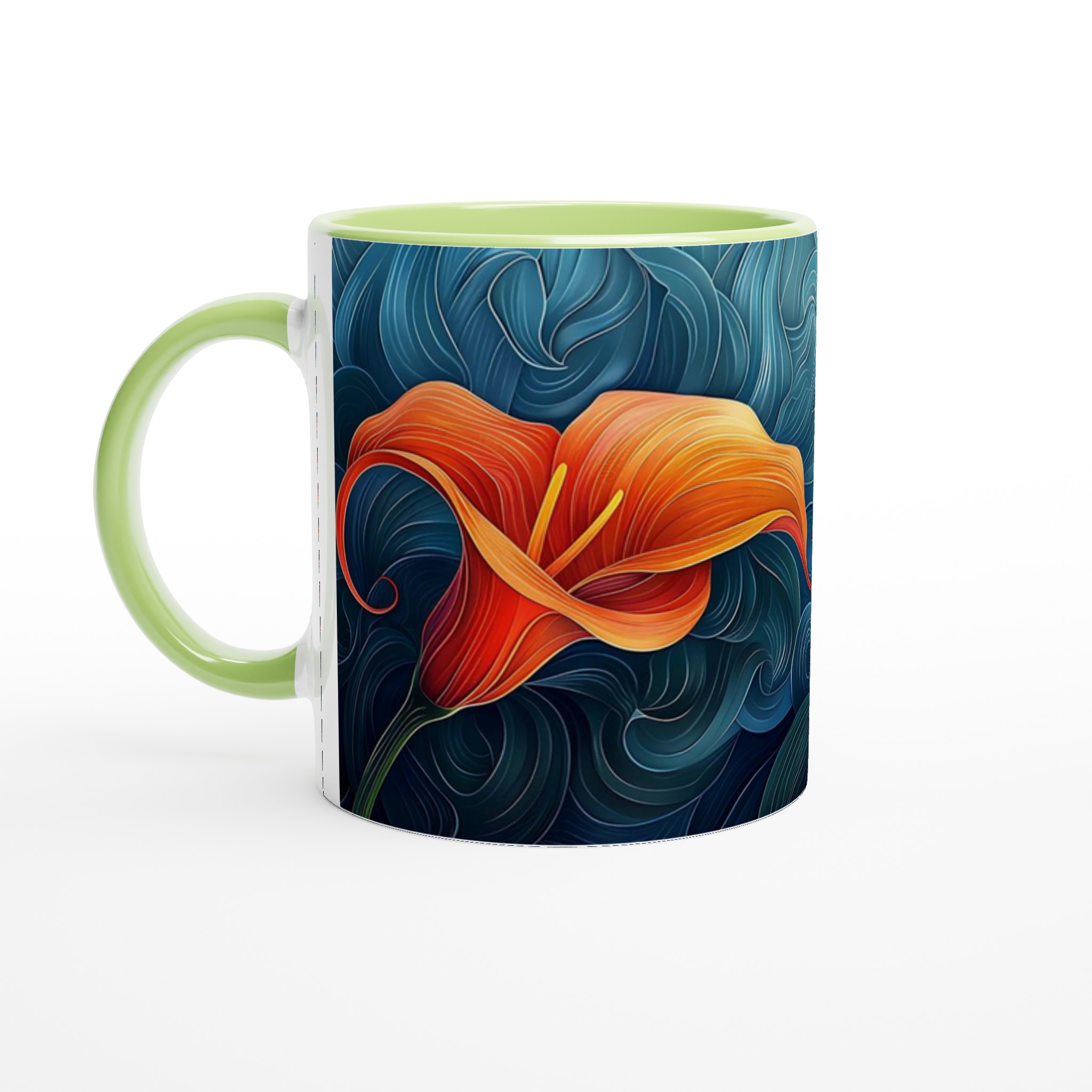 Abstrakt Blomsterprakt Mugg – Vågmönstrad Keramikmugg i Levande Färger, 11oz 7 485a1191-5339-449e-ae66-d5f118c7fa65