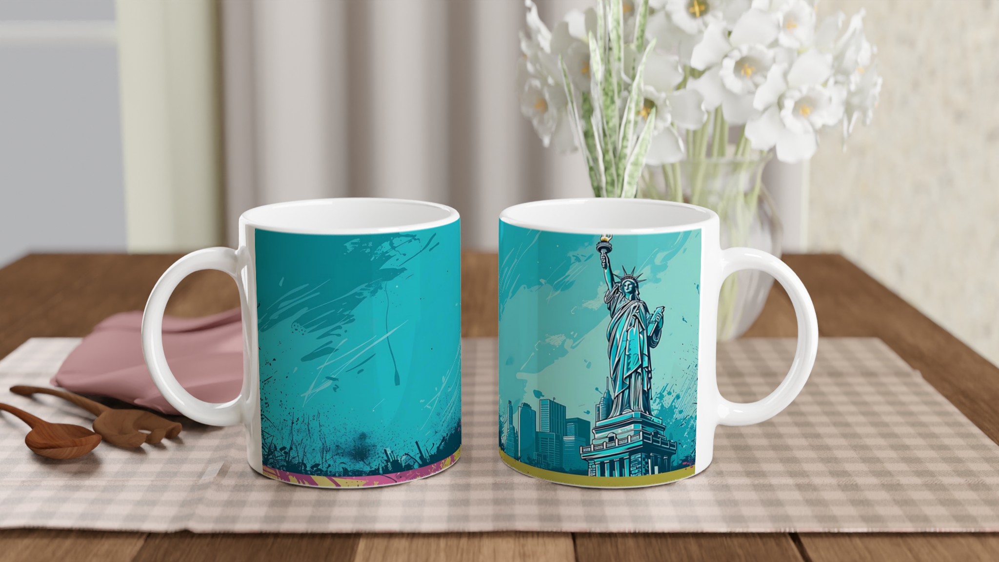 Frihetsstatyn Art Print Kaffemugg – Färgstark New York Inspiration i 11 oz Keramik 10 485cbf9f-ffe6-41d1-a30a-36af63288861
