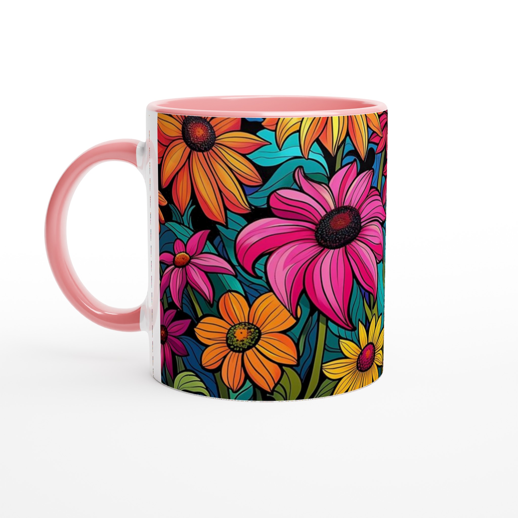 Färgexplosion: Konstnärlig Blommig Keramikmugg – 11 oz i ditt val av 7 livfulla färger! 6 4879ca38-1aba-455f-8d54-1cd6cd5a3139