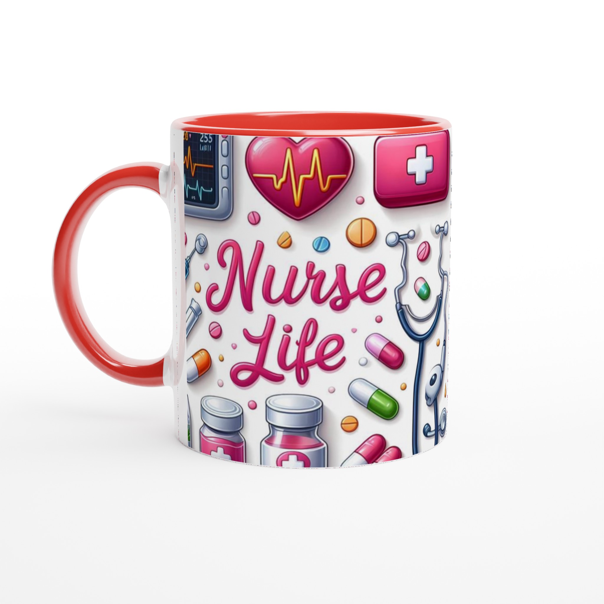 Vit 11oz Keramisk Mugg med 'Nurse Life' Design – Välj Bland Sju Färgstarka Keramiknyanser 5 487e6b2c-0db6-4c4a-bfa8-98c28231072b