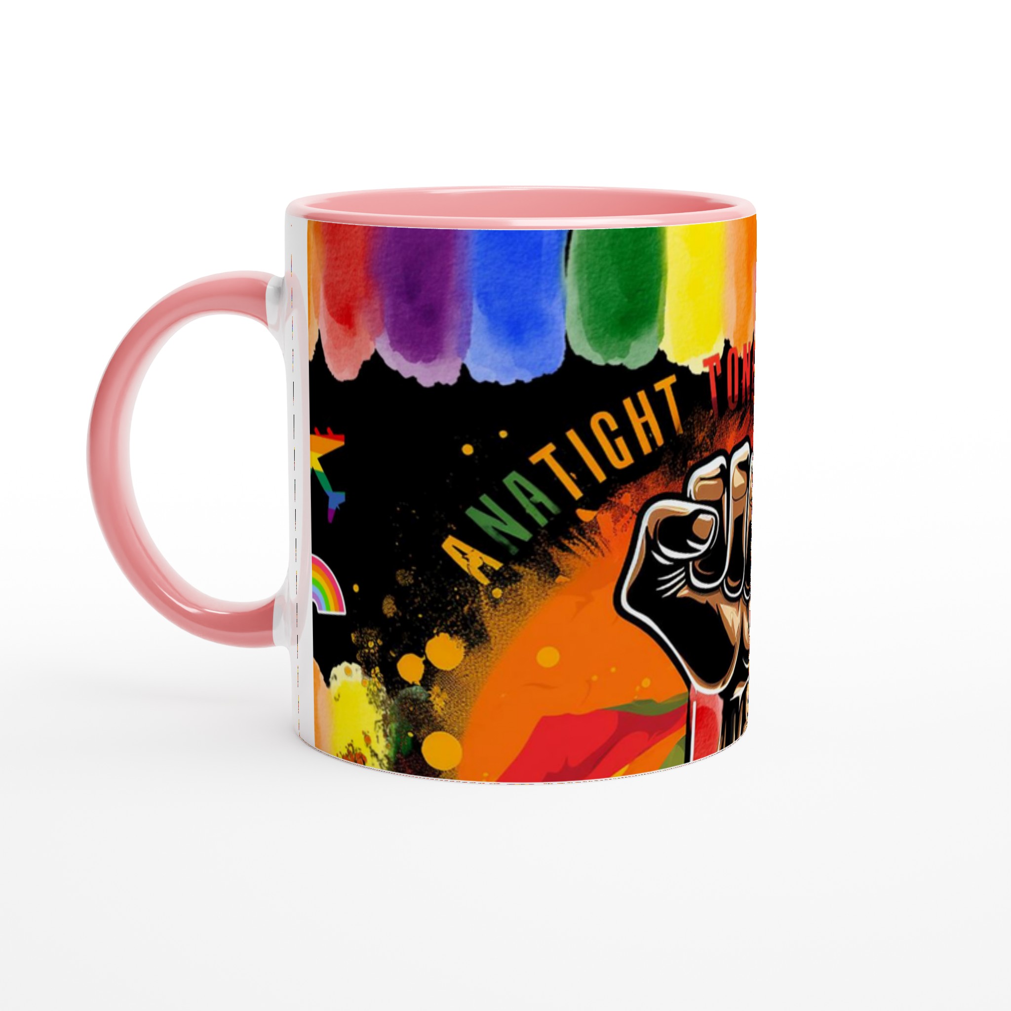 Vit 11oz keramisk mugg med färgstarkt kraftfullt motiv och regnbågsinspiration 6 48a8aae3-403a-4821-8c52-193eb4db43dd