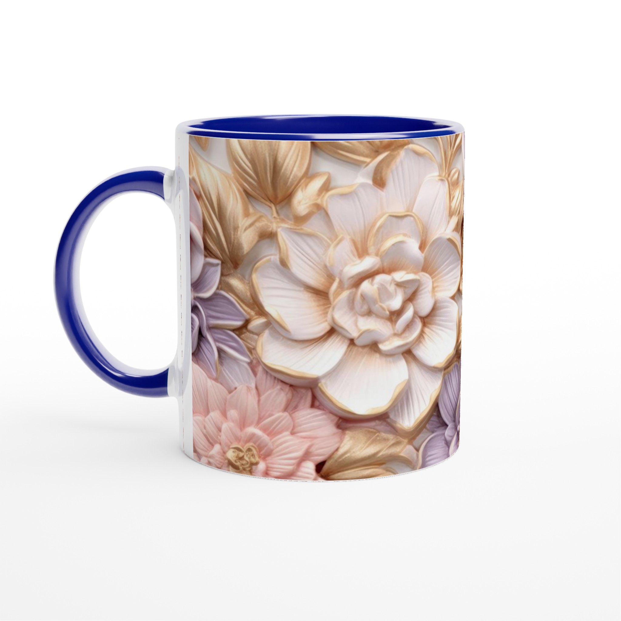 Vit 11oz keramisk mugg med elegant blomsterdesign i flera färger 2 48c2ab27-bf02-48a0-a69b-8d723fdb3ad4