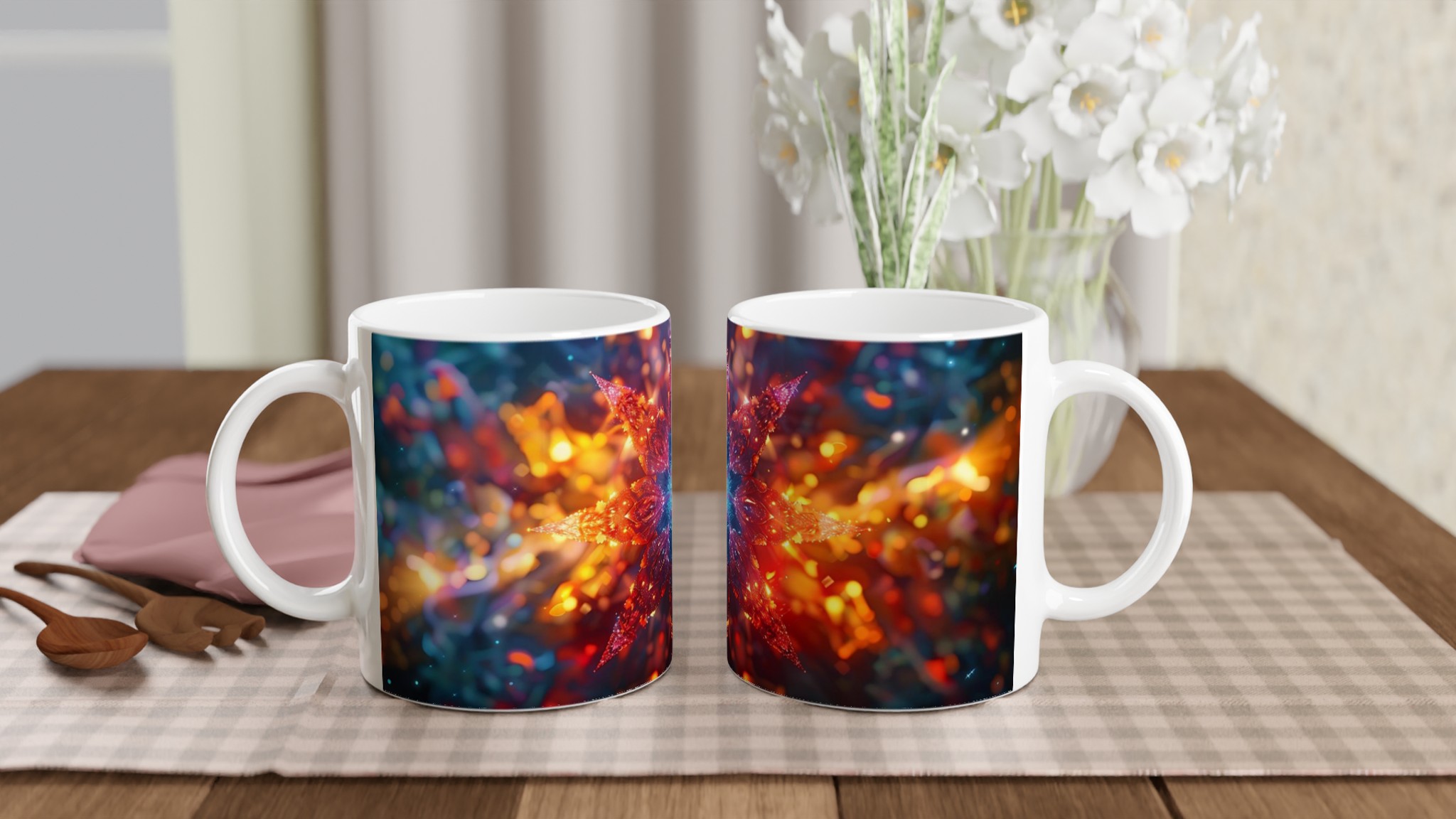 Kosmisk Blomster Keramisk Mugg – Lysande Galaktisk Design i Ditt Val av Färg 10 48d4cb74-df54-40dd-bad1-32f334d1d280