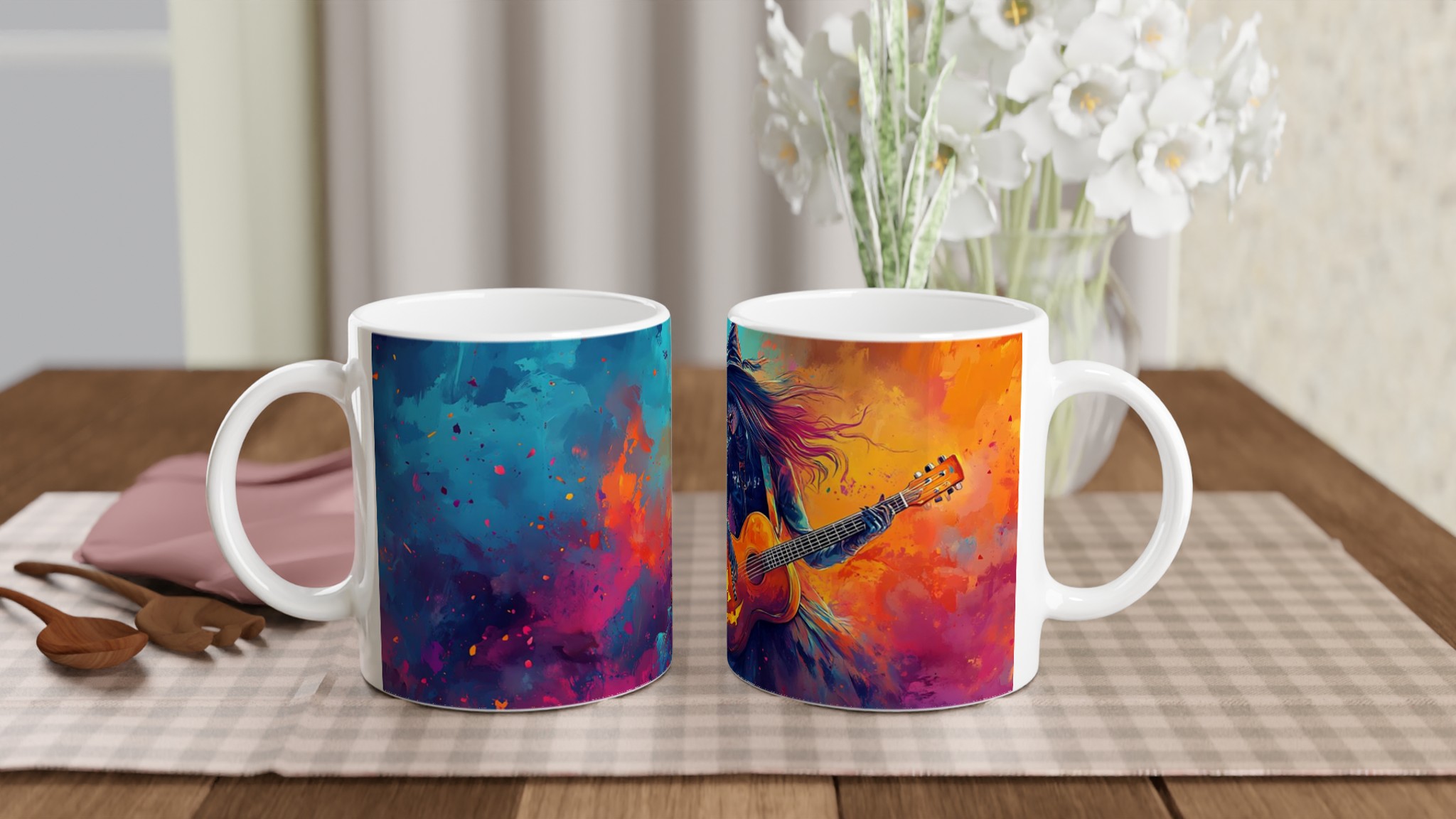 Rockande Häxa med Jack-o'-Lantern Gitarr - Konstnärlig 11oz Keramikmugg 10 48e572c0-0547-42f1-9b5e-e82338c8dfde