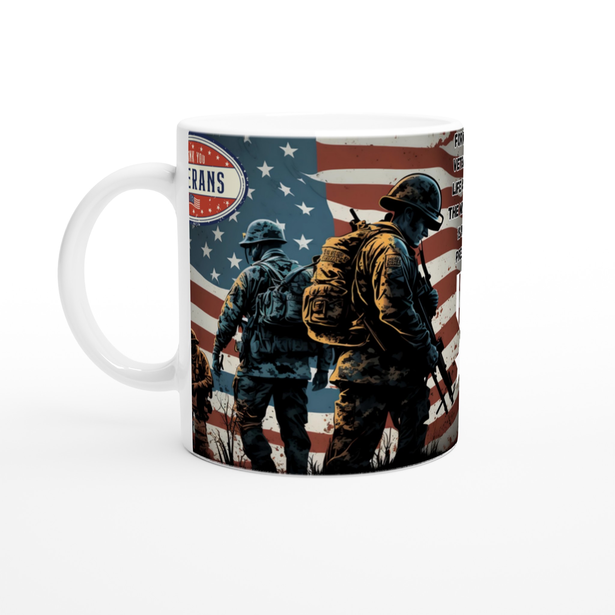 Vit 11oz keramisk mugg med patriotiskt veteranmotiv i flera färgval 1 49420bae-ff7f-4820-9ec6-c0b92e415d08