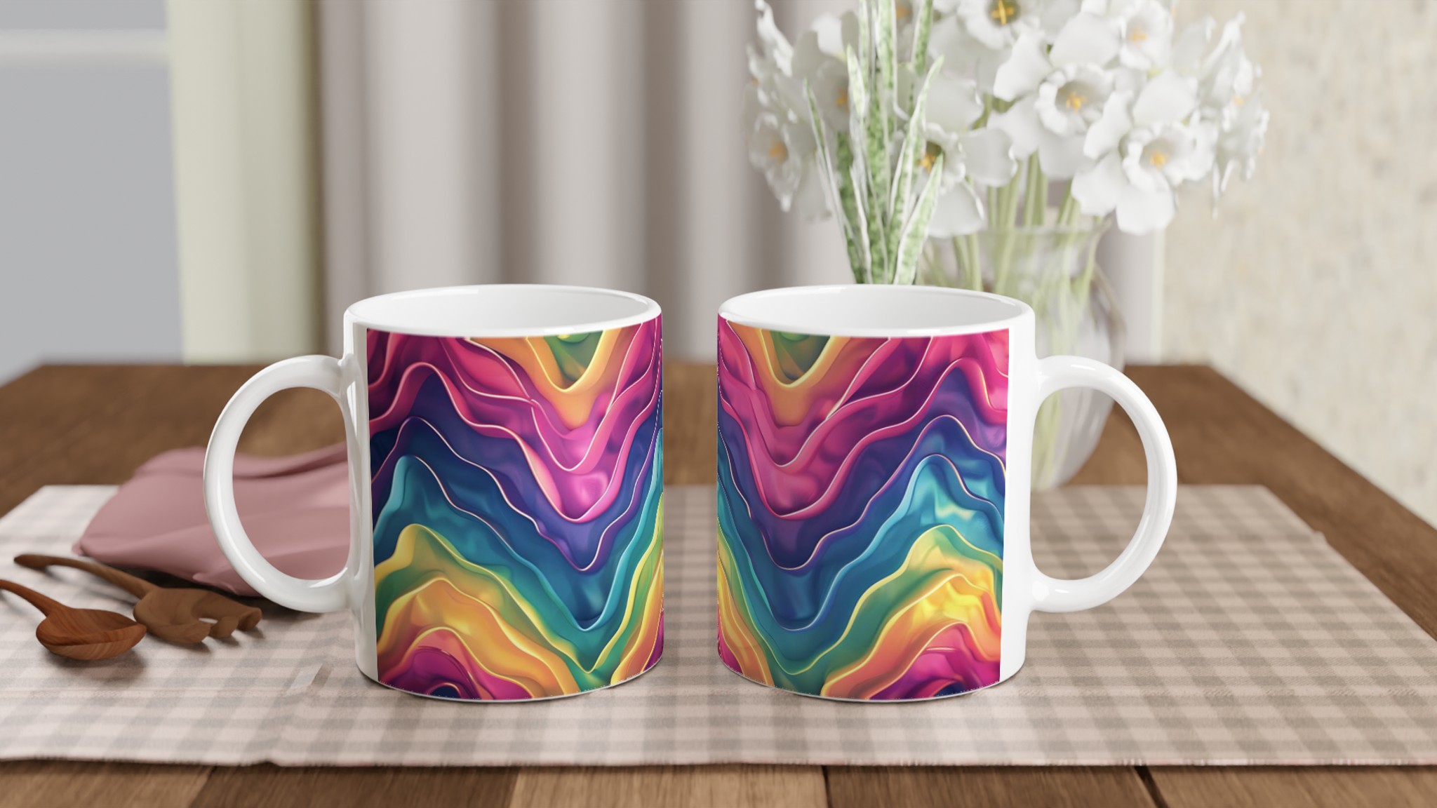 Färgsprakande Våg Mugg – 11 oz Keramikmugg i ditt val av 7 nyanser 10 49544982-15fd-42f8-a57a-12063289466e