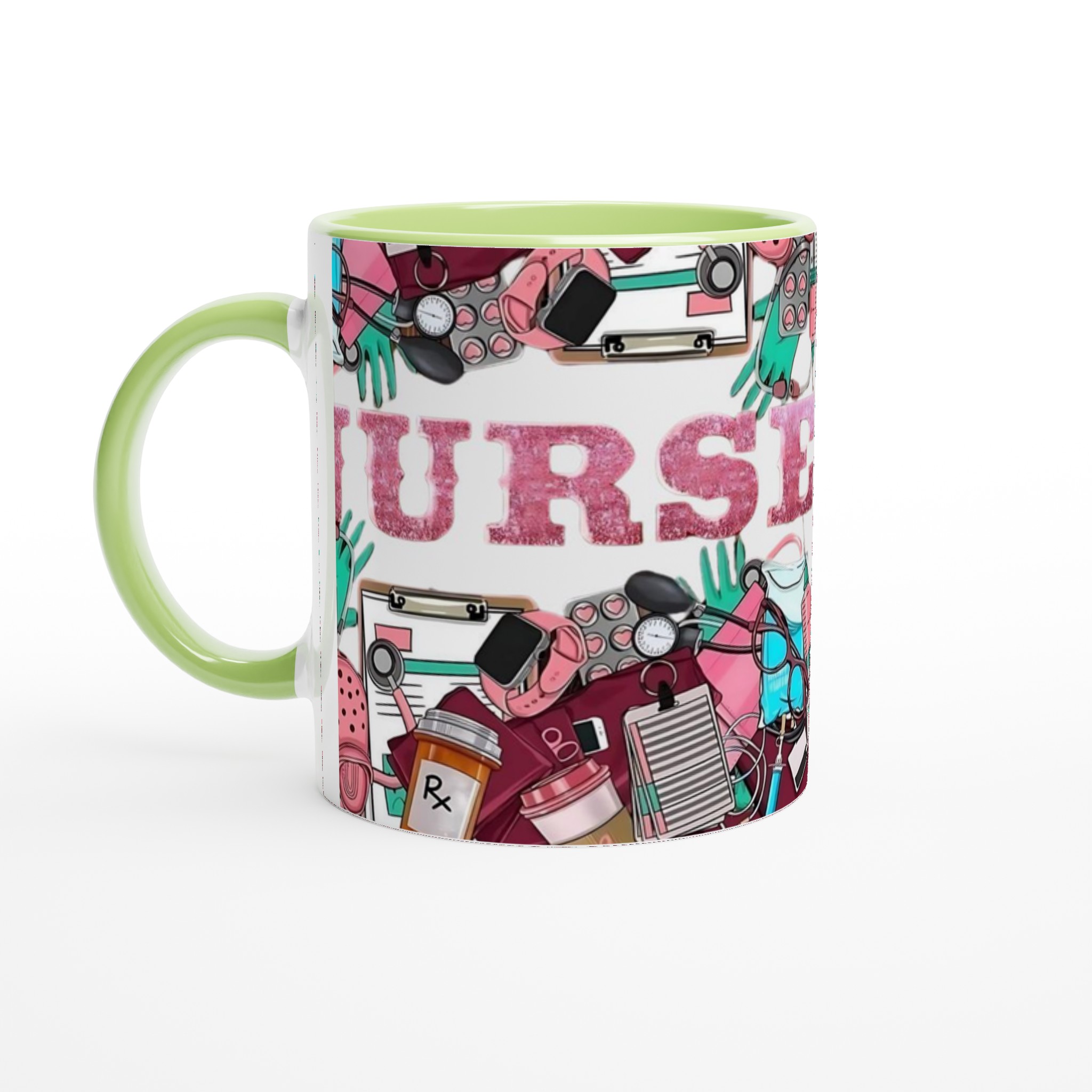 Keramisk mugg 11oz med rosa Nurse-design – välj bland 7 färgstarka keramfärger 7 495a970d-f1c1-4415-8c39-ec3d66b71b85