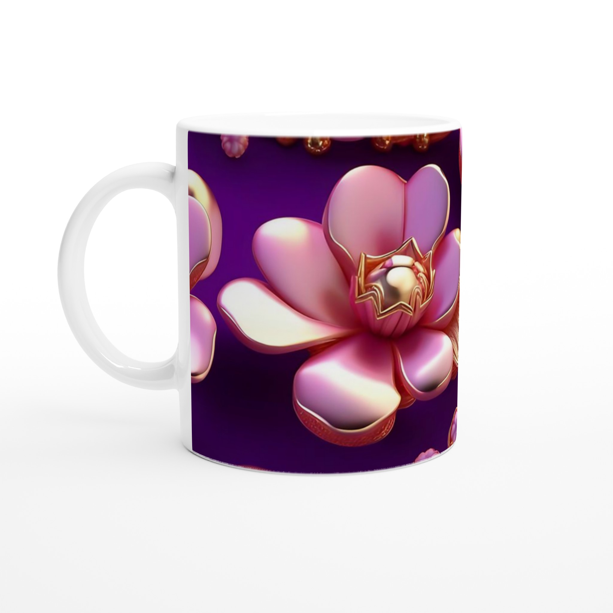Vit 11oz Keramisk Mugg med Eleganta Rosa och Guldaccenter – Välj Din Favoritfärg 1 49719d1d-9238-49c9-b499-5e1d16186a74