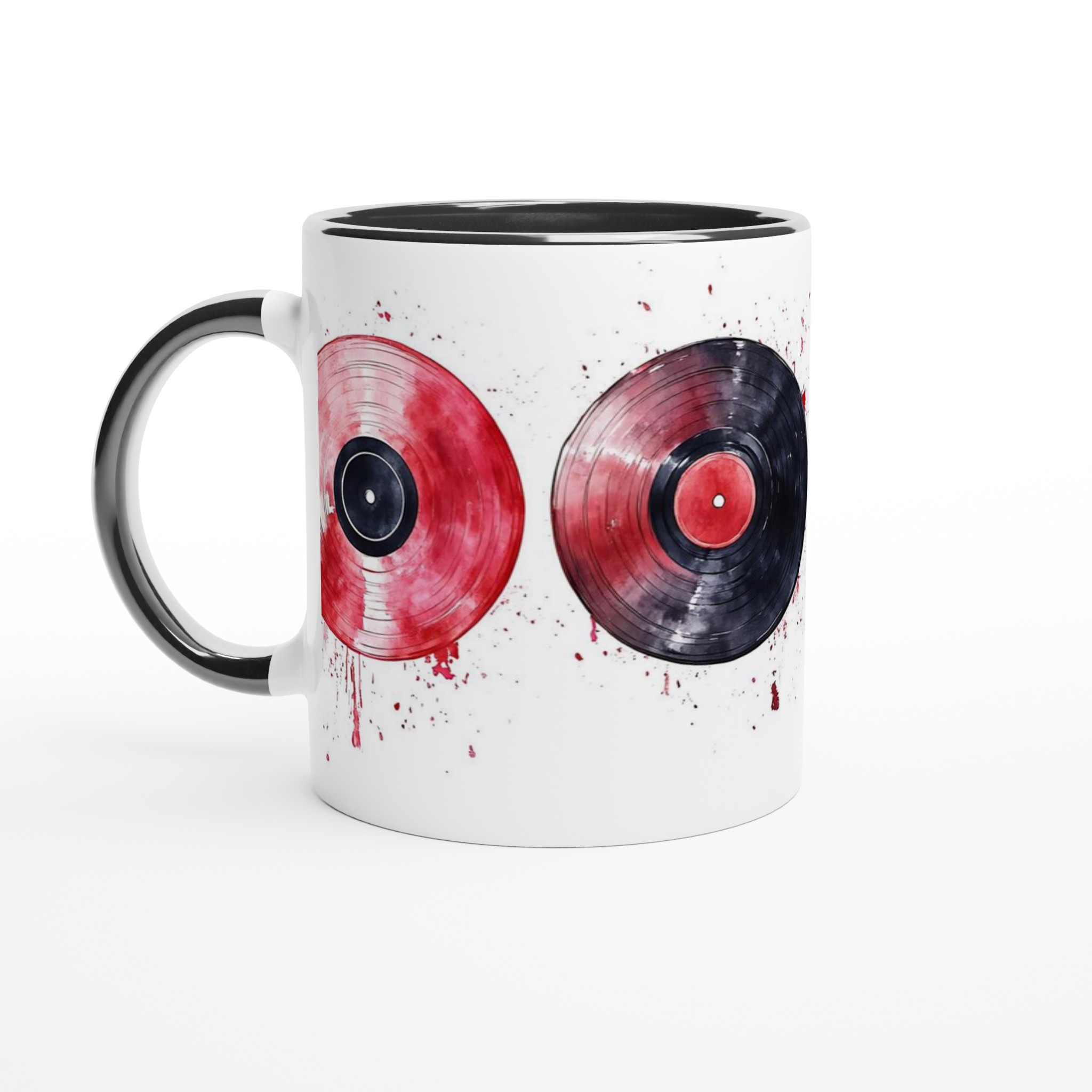 Vit 11oz keramisk mugg med färgstarka vinylskivor – välj bland sju livfulla nyanser 4 497a9826-ca92-4df8-b7b2-89119bf21380