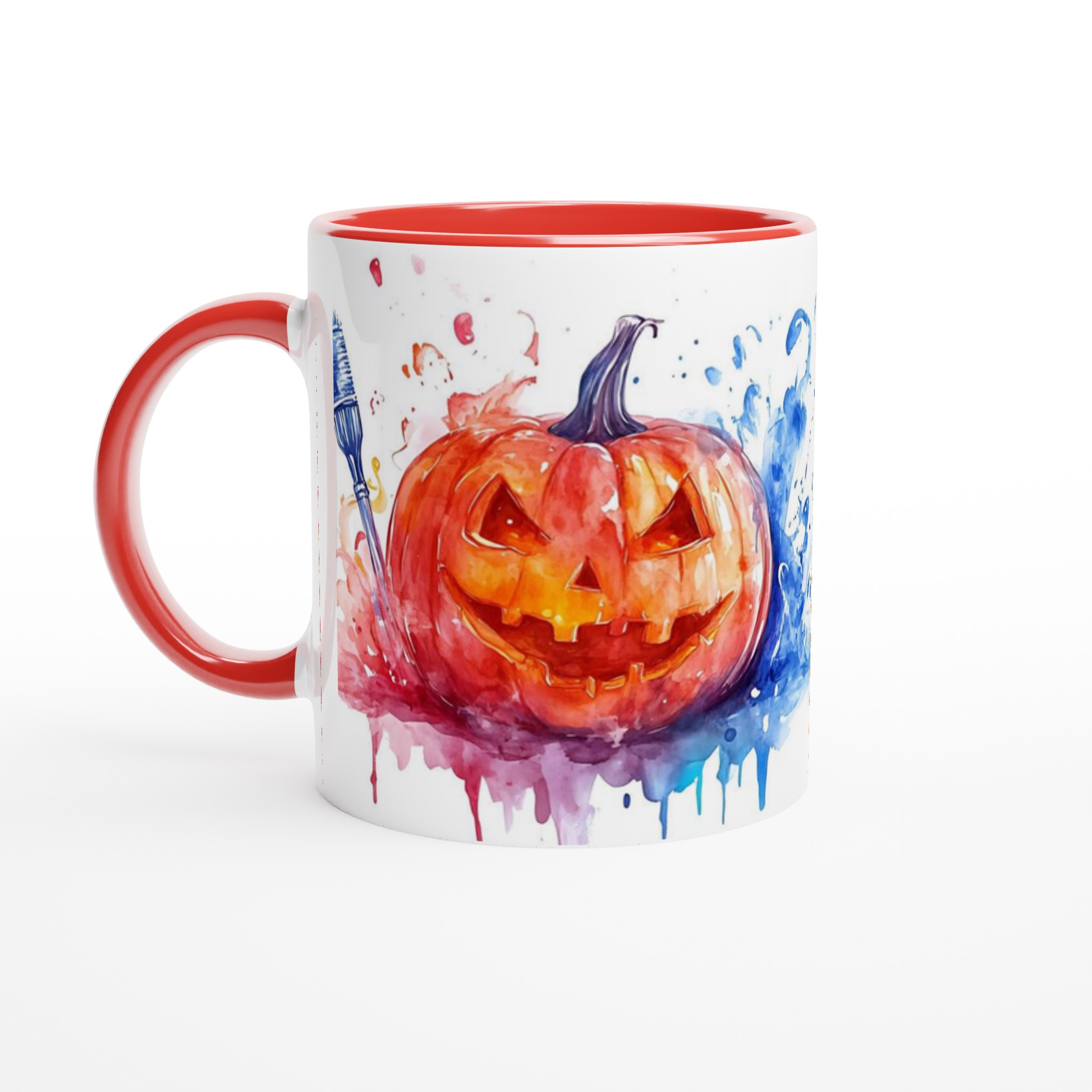 Färgglad Halloweenpumpa Keramisk Mugg - Akvarell Jack-o'-Lantern för Din Dryck 5 499395ee-25a6-4d33-99ae-037b9bc0e61e