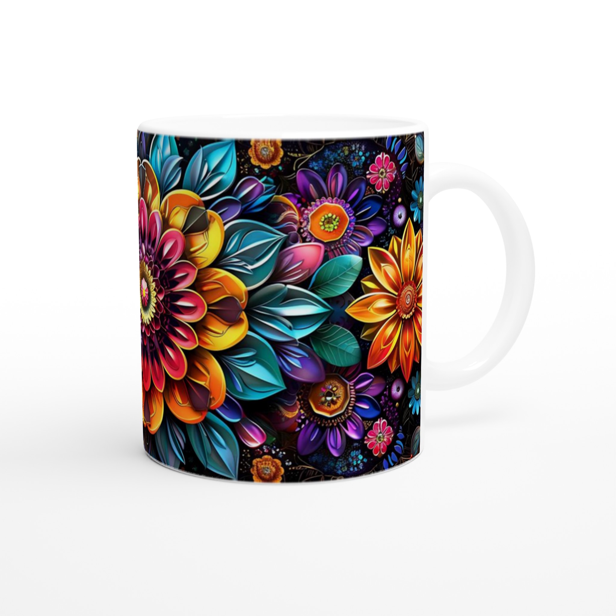 Mångfärgad Floral 11oz Keramisk Mugg – Konstfullt Tryck, Välj Bland Flera Färger 9 49b432c8-28ba-4e62-96af-c634d1e97bef