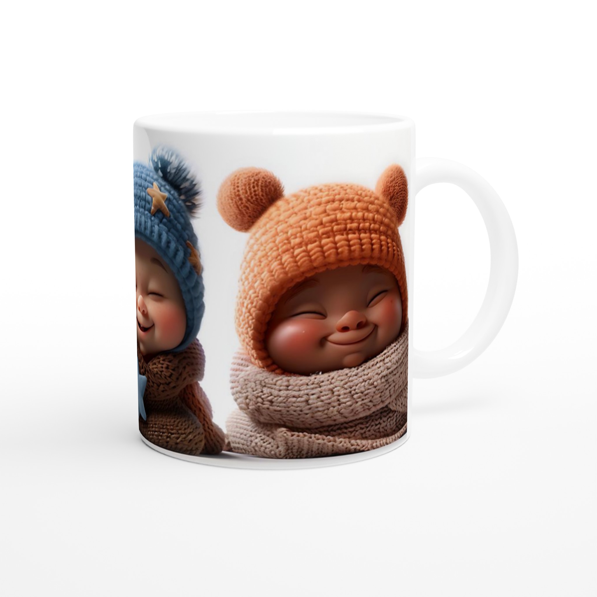 Mysig Vinterglädje Mugg – Gulliga Babyansikten i Varma Färger – 11oz Keramisk Mugg för Kaffe & Te 10 49c23712-4aff-4bba-9855-a482f9973665