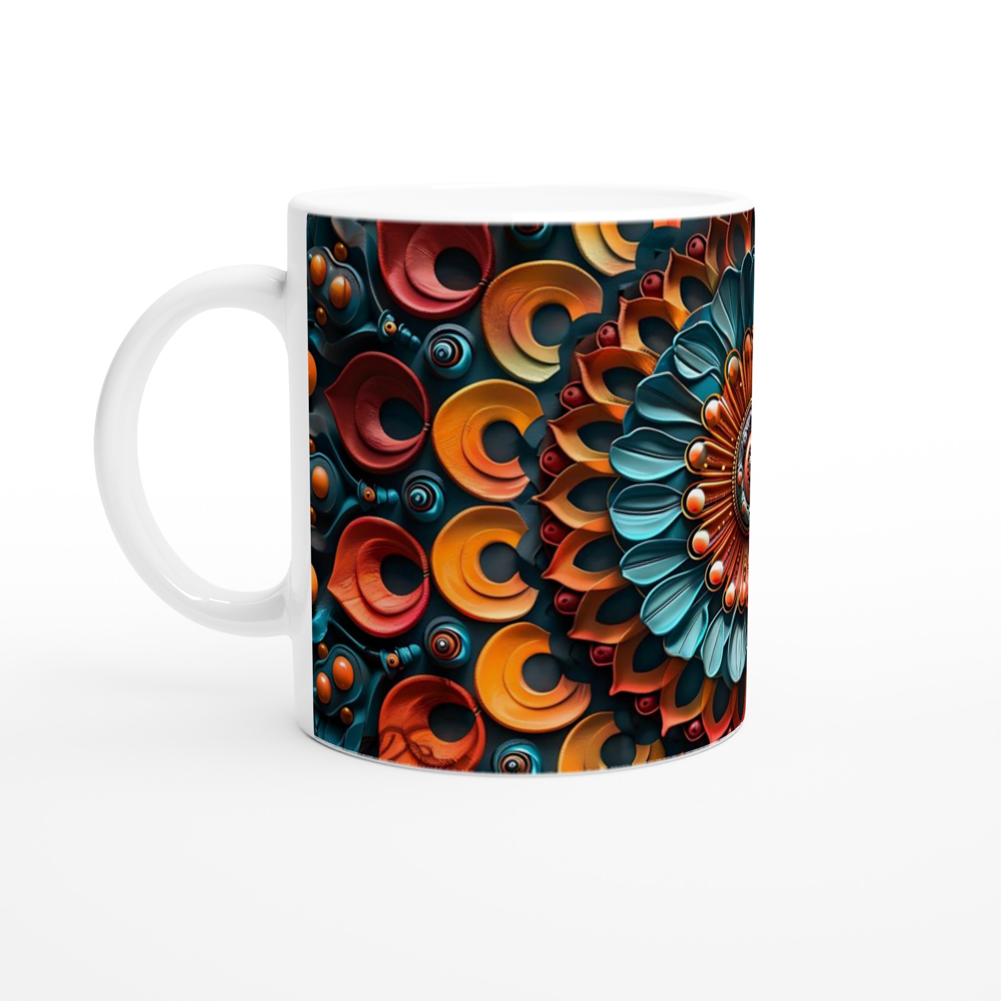Vit 11oz keramisk mugg med levande färgexplosion i blått och orange – välj din perfekta kulör 1 49e96eff-2323-4a15-a058-6cc73bdbd08d
