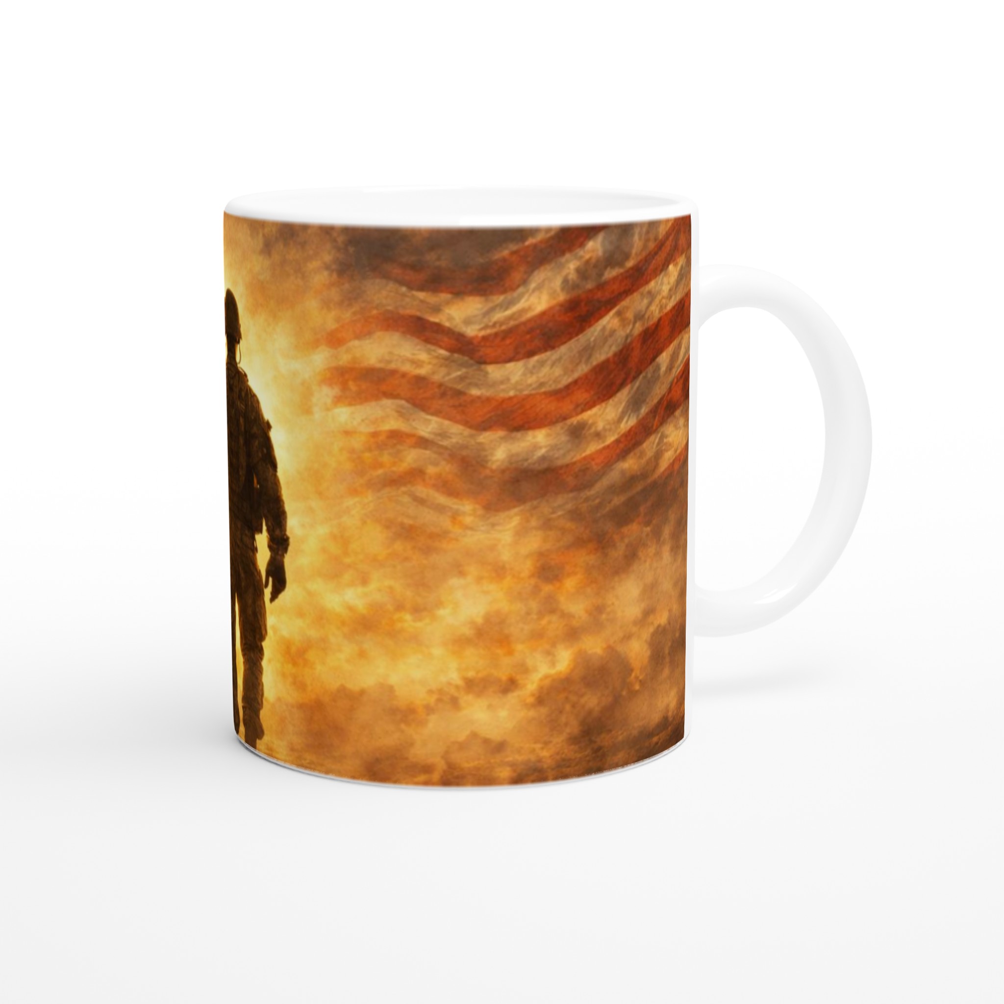 Vit 11oz keramisk mugg med patriotisk militärmotiv – välj bland sju livfulla keramiska färger 9 49f2a74d-489c-4b37-b618-a71a8bbecb48