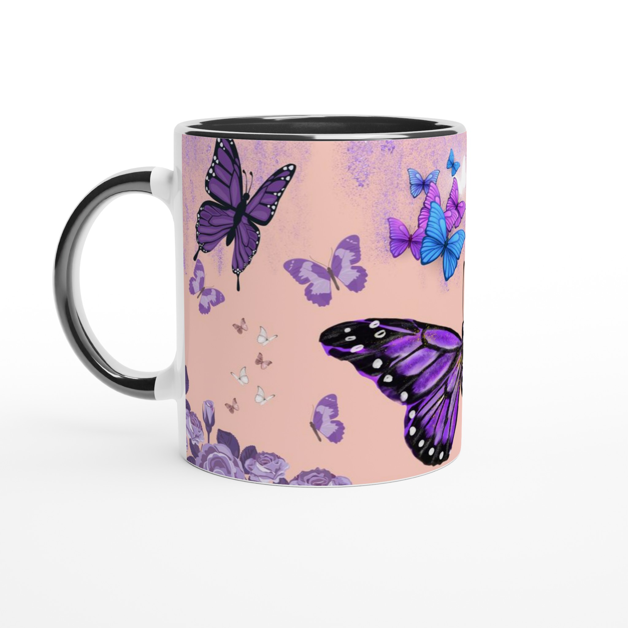 Elegant Vit 11oz Keramisk Mugg med Livfulla Fjärilsmotiv i Dina Favoritfärger 4 4a0c860a-1aa4-47e2-96c9-de7e7c6ab404
