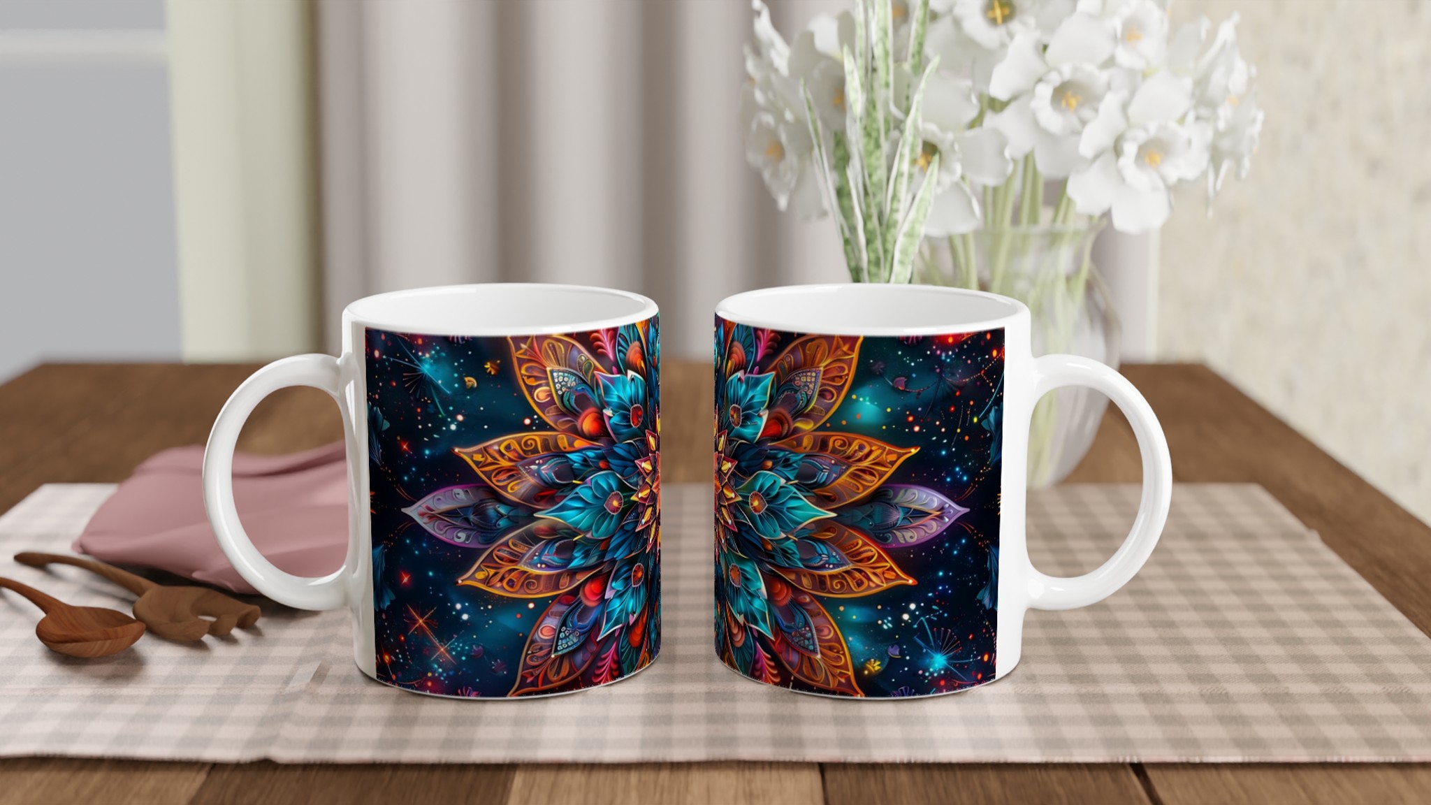 Kosmisk Mandala Mugg – 11oz Keramisk Kaffemugg med Fantasifull Design & Levande Färger 10 4a14dfa3-2131-4800-b722-cd7de954ba63