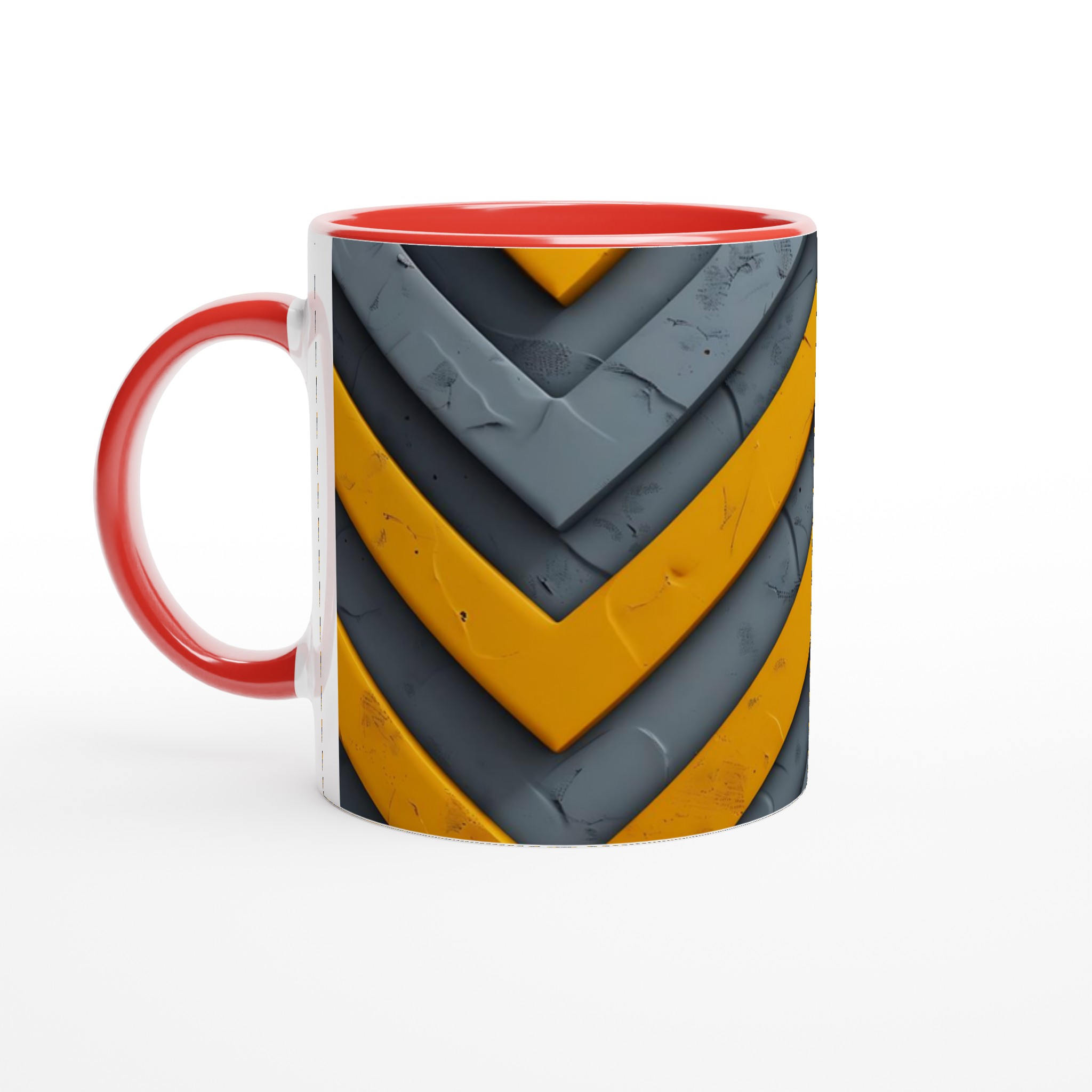 Abstrakt Chevron Mugg - Gul & Grå Design i 11oz Keramik 5 4a1c3d9f-1ada-4a22-bb09-9d0408dd10d8