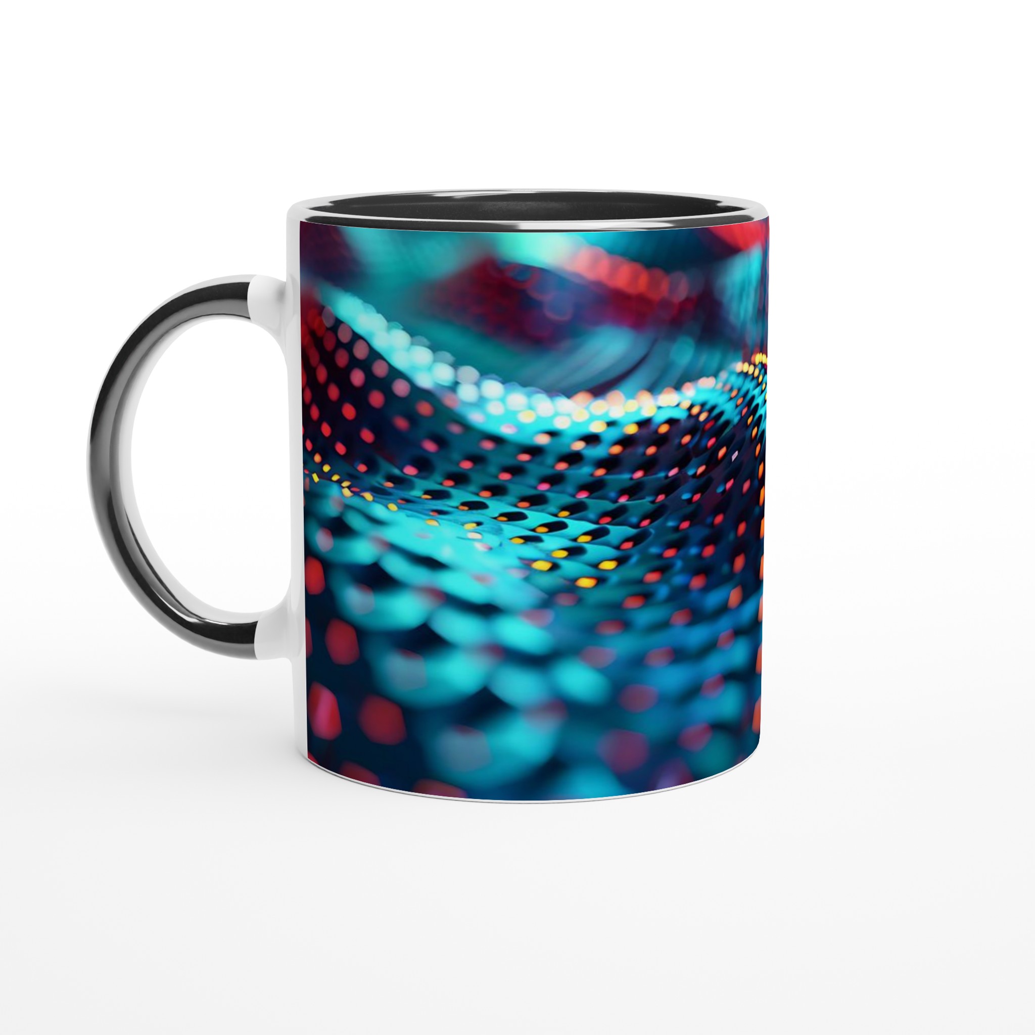 Abstrakt Neonvågor Keramikmugg – Lysande Mönster i Blått och Orange, 11oz 5 4a4ac2cc-59cd-417e-a907-c3714d5dfae9