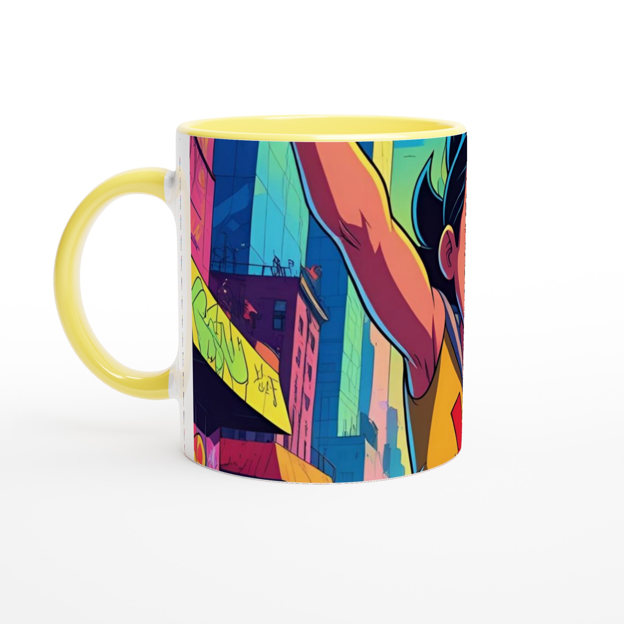 Vit 11oz keramisk mugg med färgstarkt, lekfullt stadsäventyr – välj din favoritfärg 3 4a7b1b5d-0527-4efd-af43-cc6f7d3cd1b1
