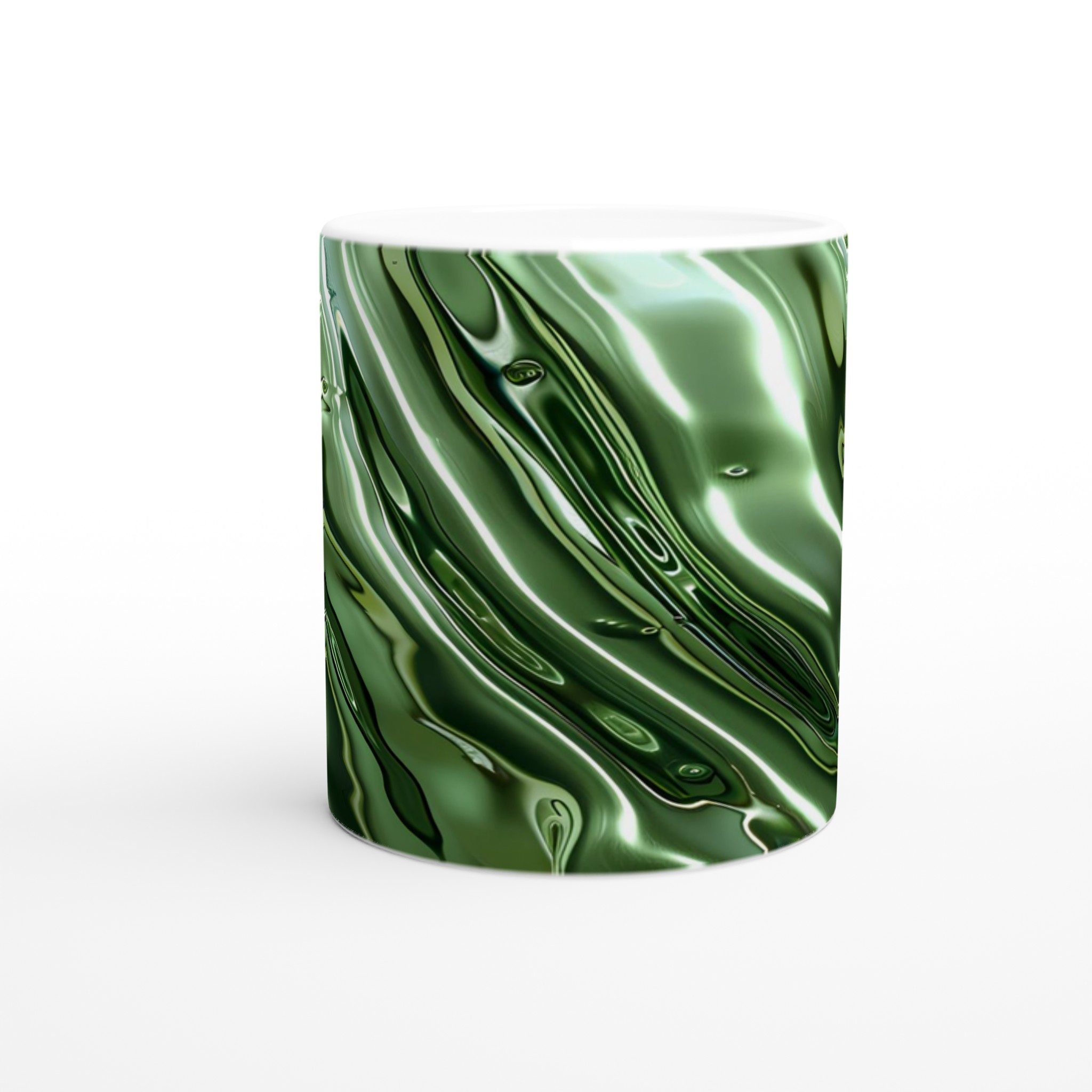 Abstrakt Grön Metallisk Våg 11oz Keramisk Mugg – Reflekterande Glans för Din Dryck 8 4a847d7a-f25c-49d3-bc08-42448059de1e