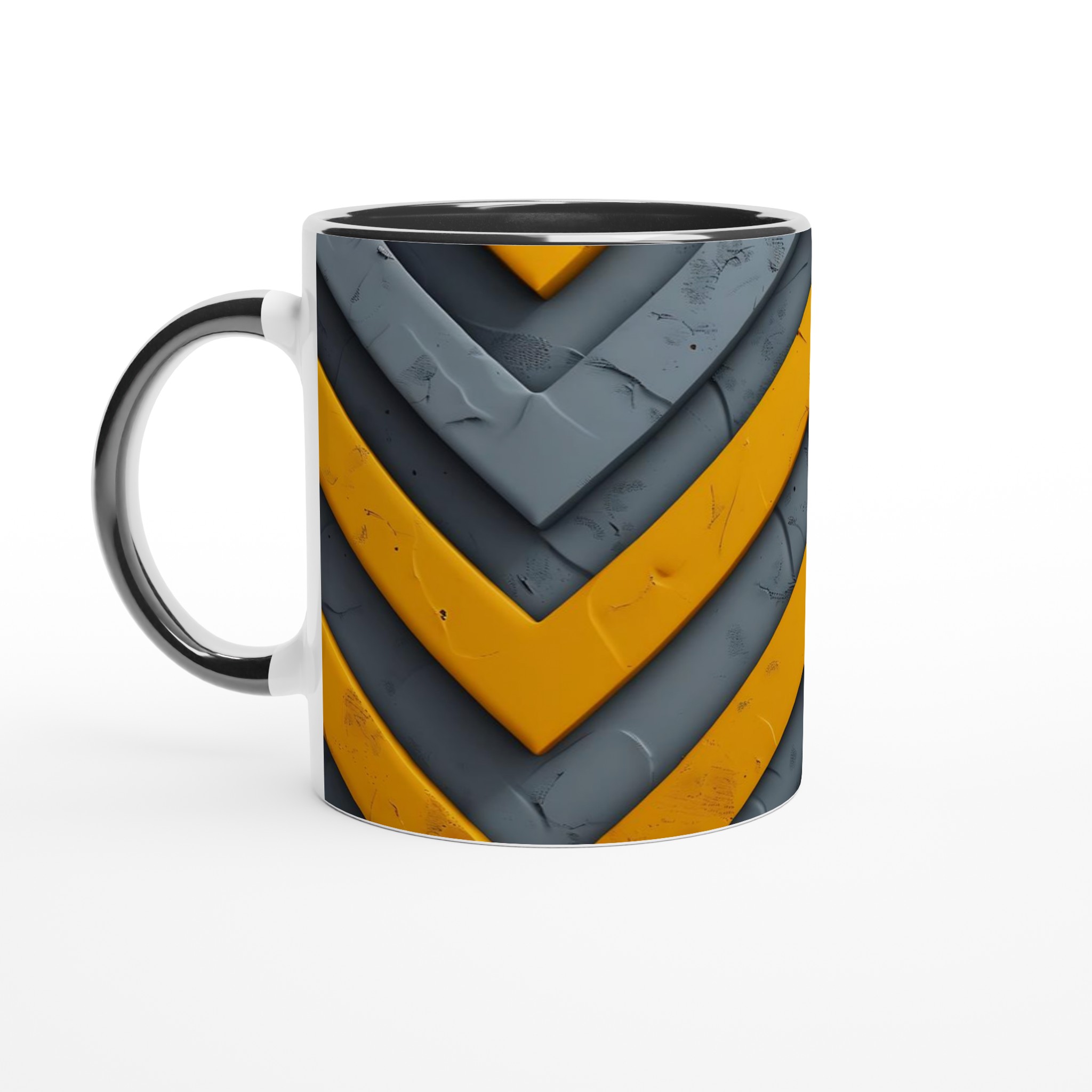 Abstrakt Chevron Mugg - Gul & Grå Design i 11oz Keramik 4 4a8c30e6-5627-4125-8b32-feb90ce20945