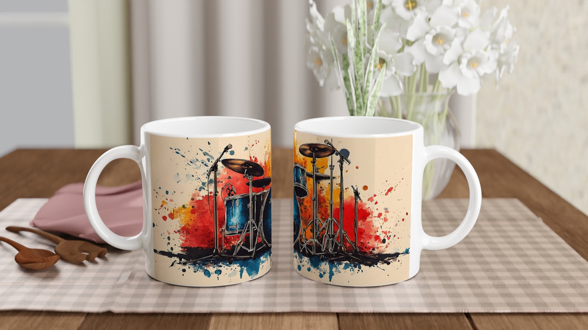 Abstrakt trumset keramikmugg – Musikaliskt färgsplash i 11oz – Välj bland 7 levande färger 10 4aa72bee-ab1d-49a2-8991-4d88ea7e9d9b